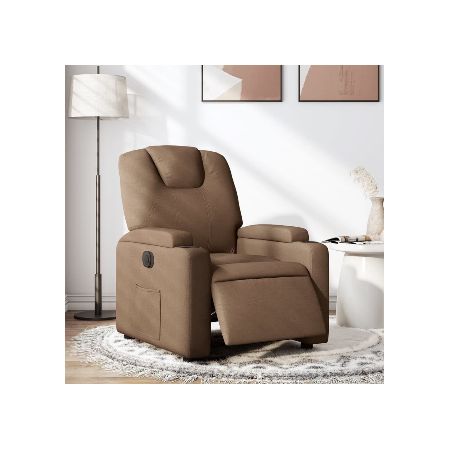 Fauteuil inclinable électrique Marron Tissu