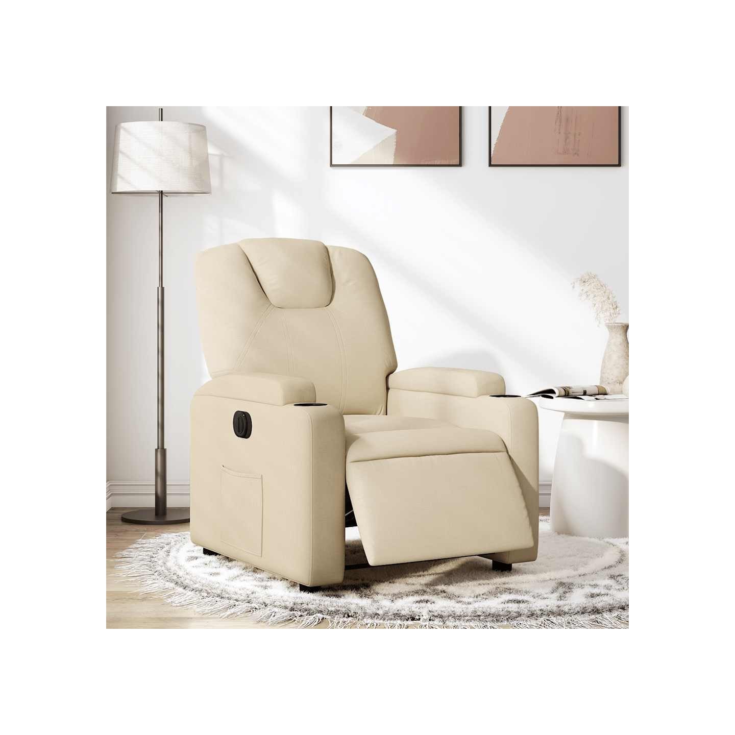 Fauteuil inclinable électrique Crème Tissu