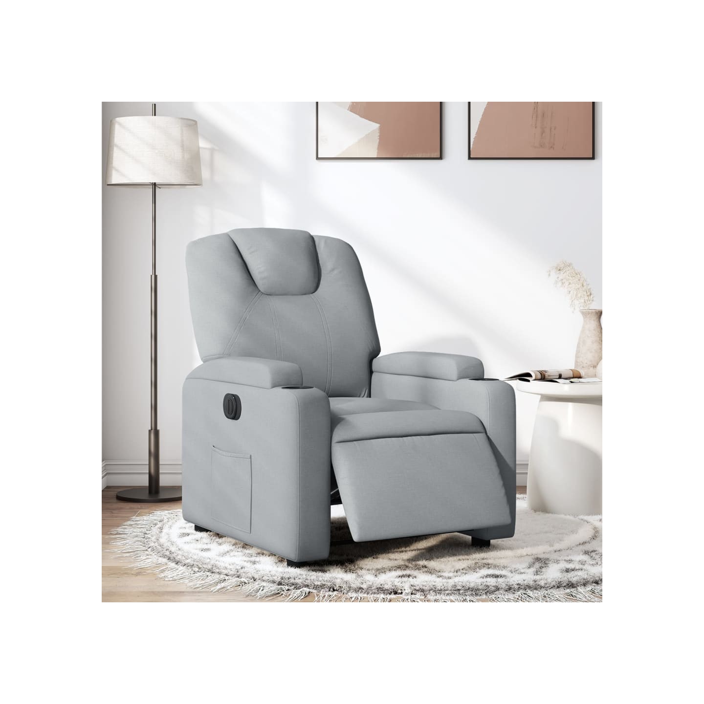 Fauteuil inclinable électrique Gris clair Tissu