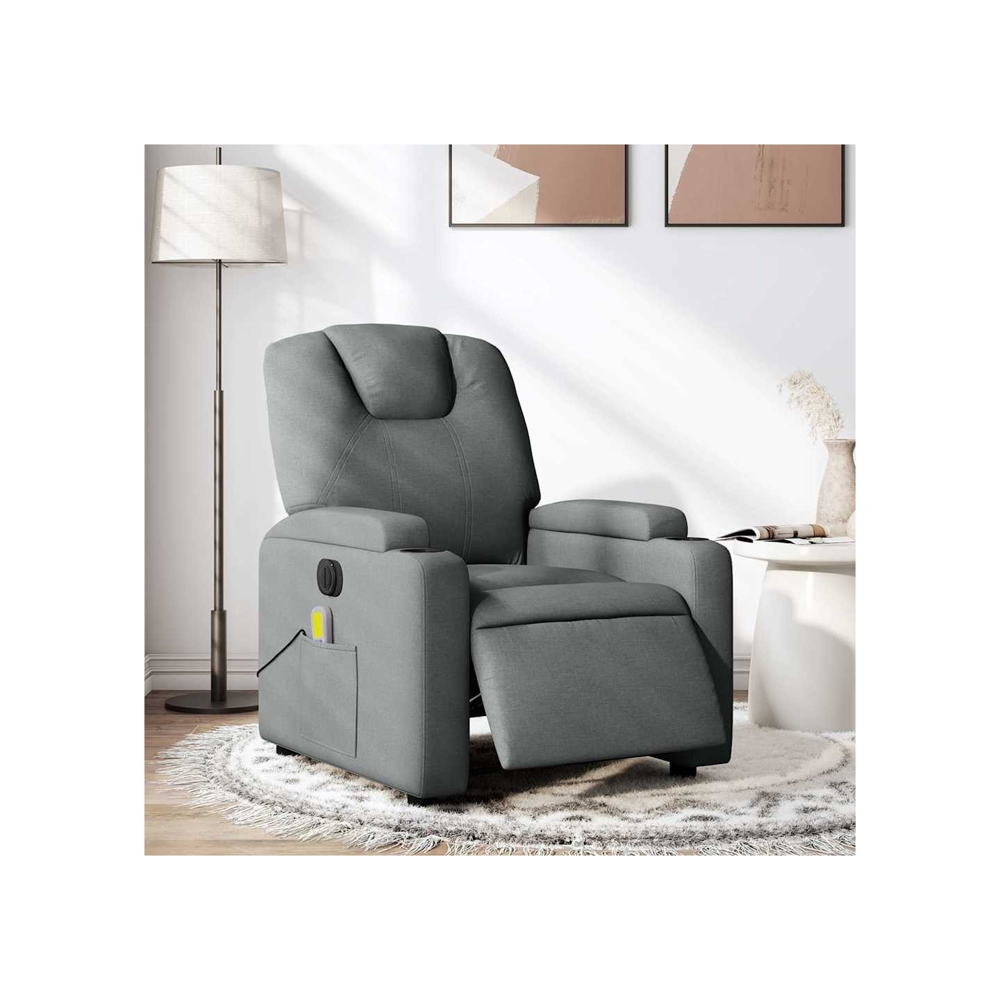 Fauteuil inclinable de massage électrique gris foncé tissu