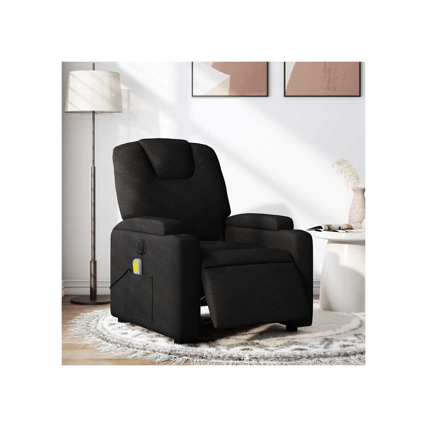 Fauteuil de massage inclinable électrique Noir Tissu