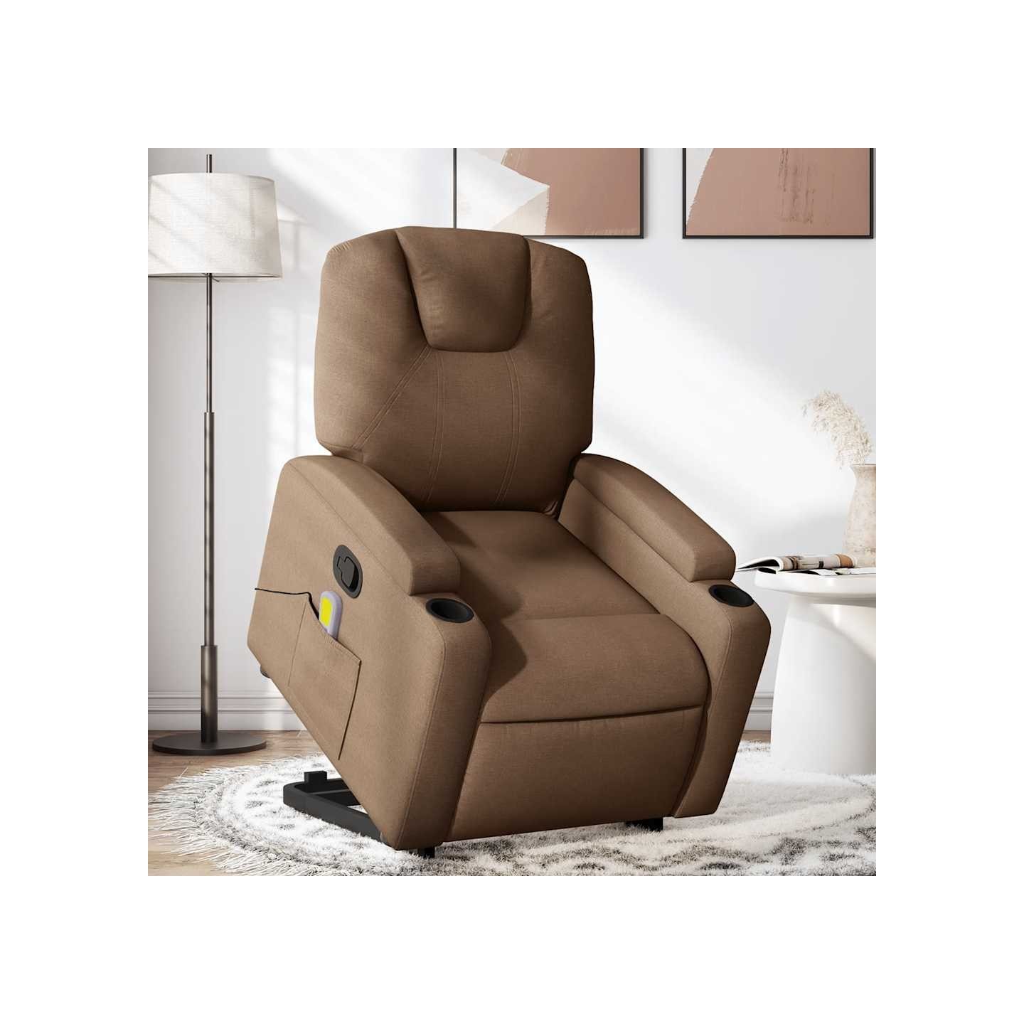 Fauteuil de massage inclinable Marron Tissu
