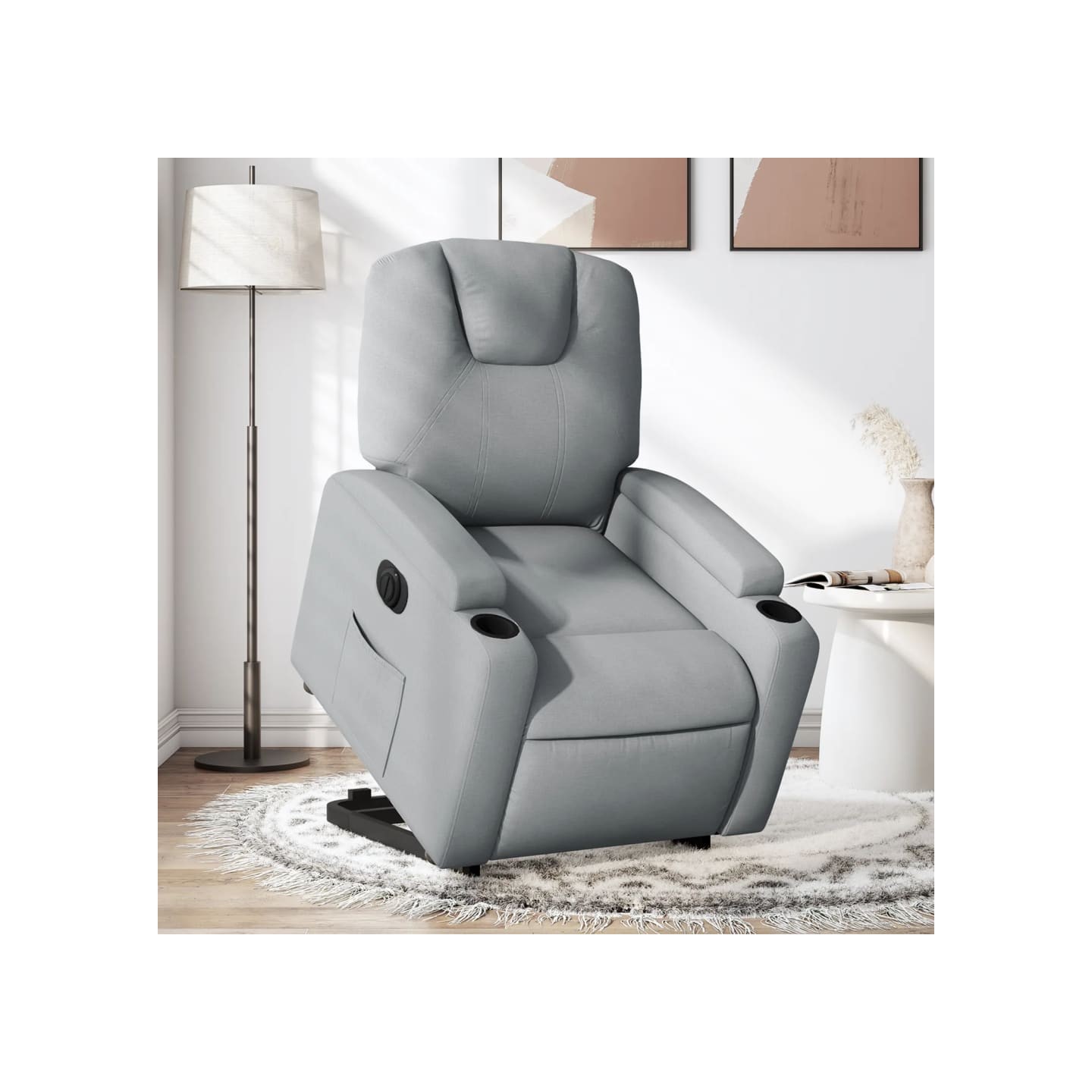 Fauteuil inclinable électrique gris clair tissu