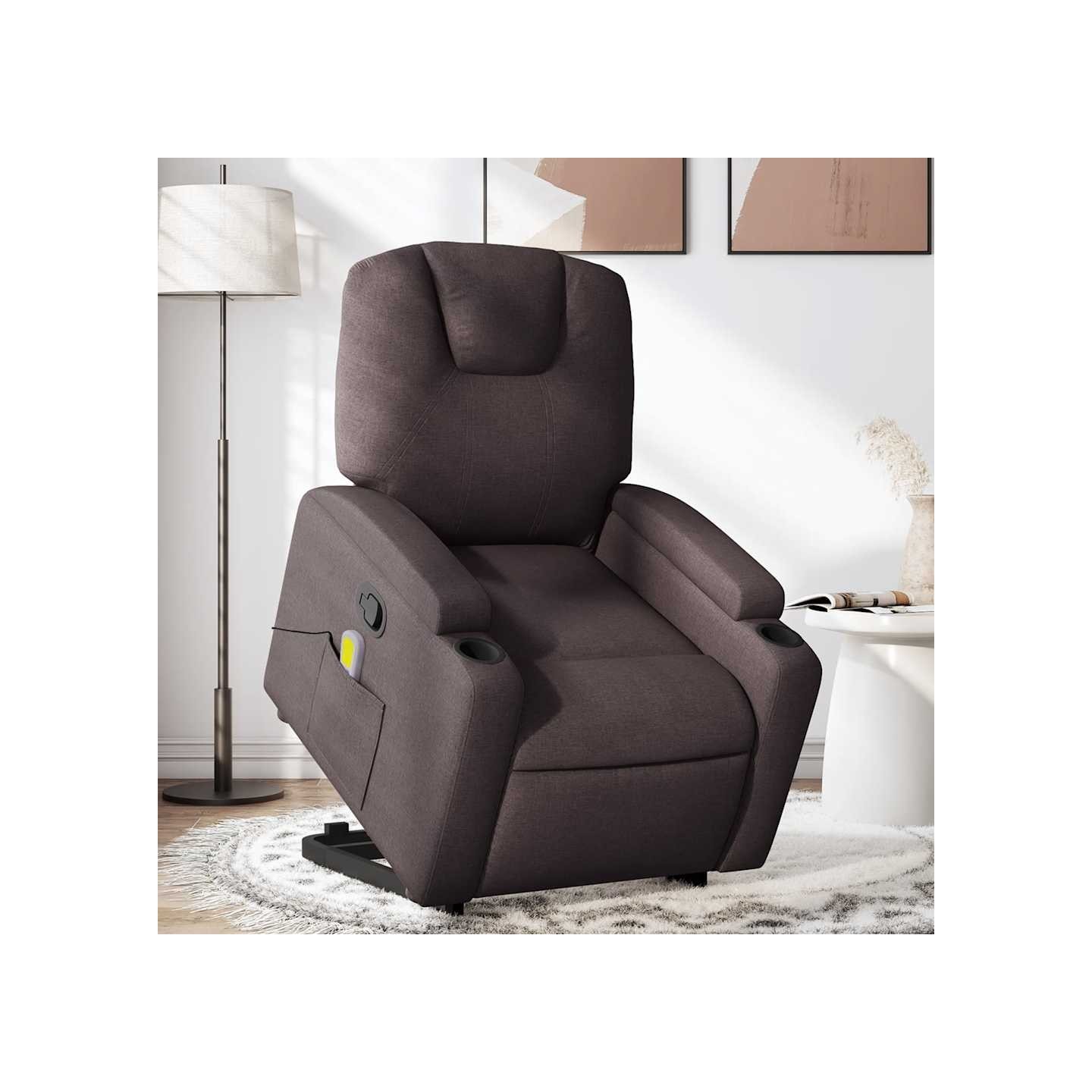 Fauteuil inclinable de massage Marron foncé Tissu