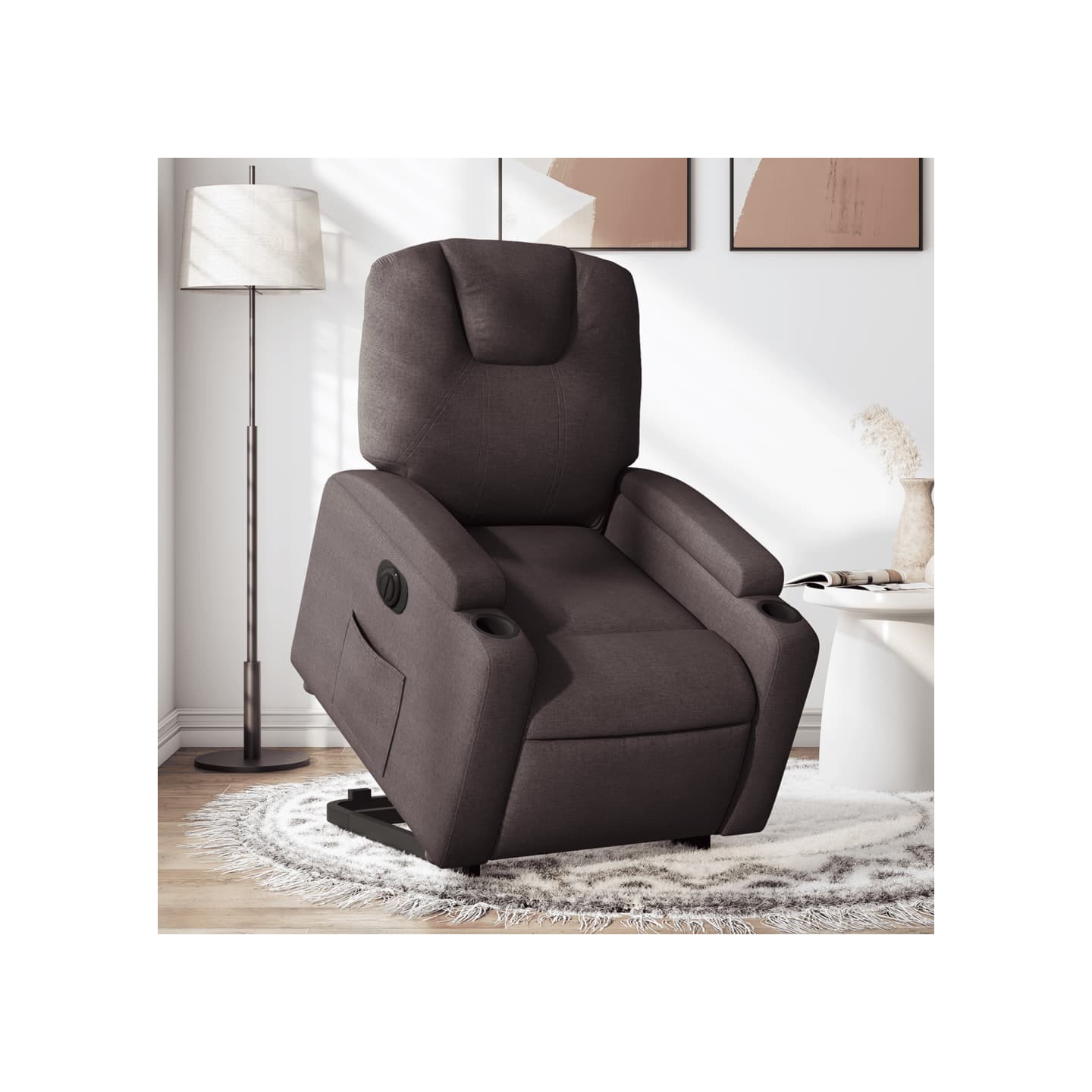 Fauteuil inclinable électrique marron foncé tissu