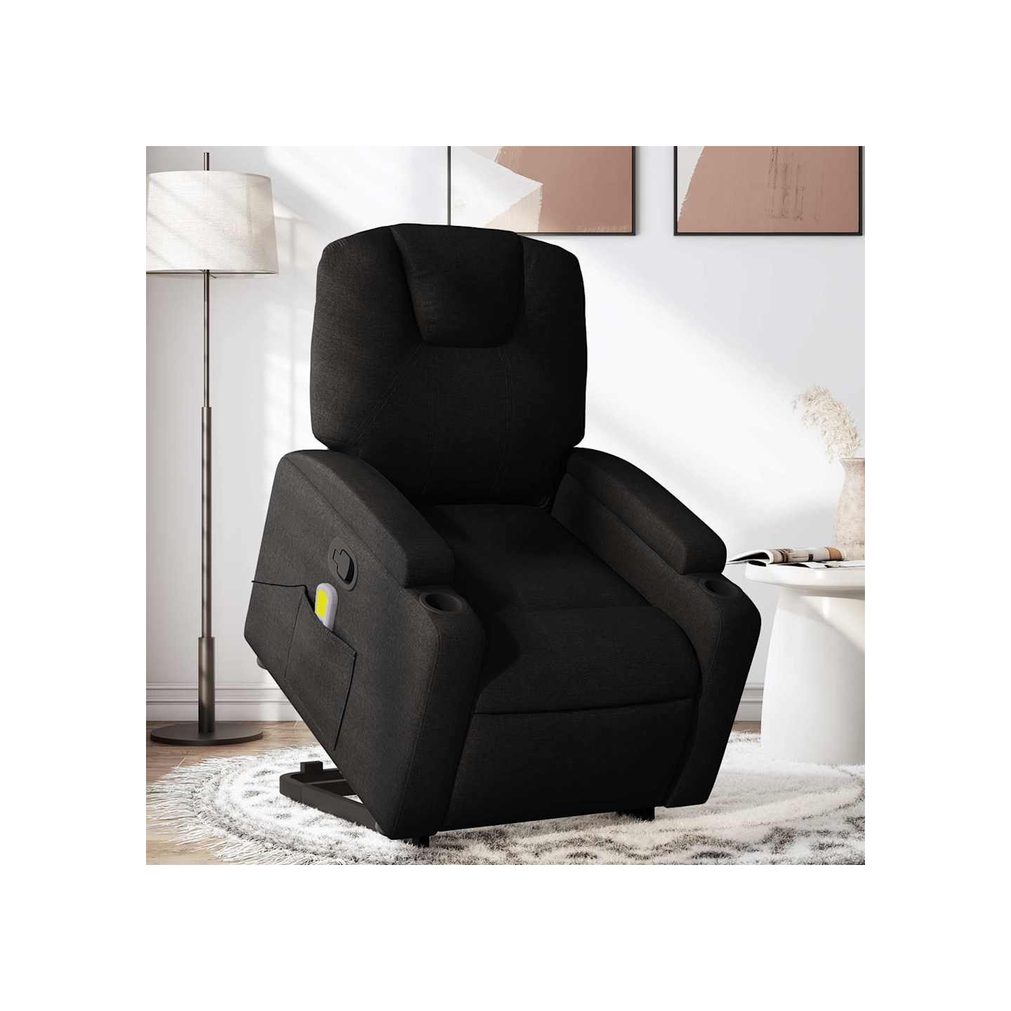 Fauteuil de massage inclinable Noir Tissu
