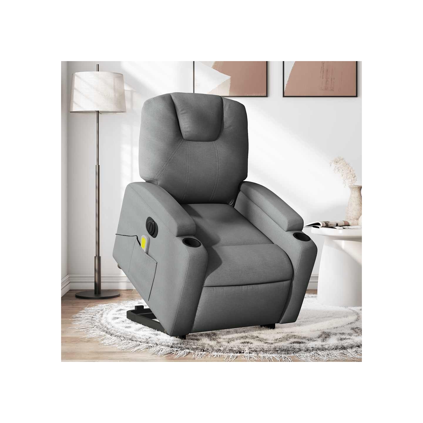 Fauteuil inclinable de massage électrique Gris foncé Tissu
