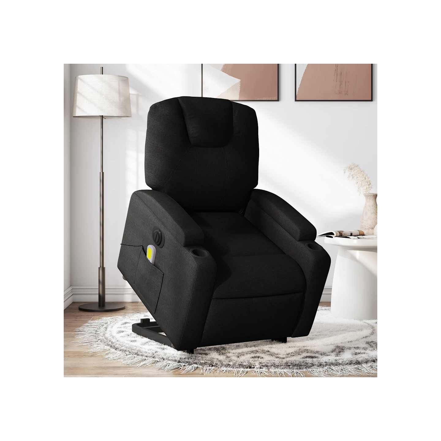 Fauteuil inclinable de massage électrique Noir Tissu