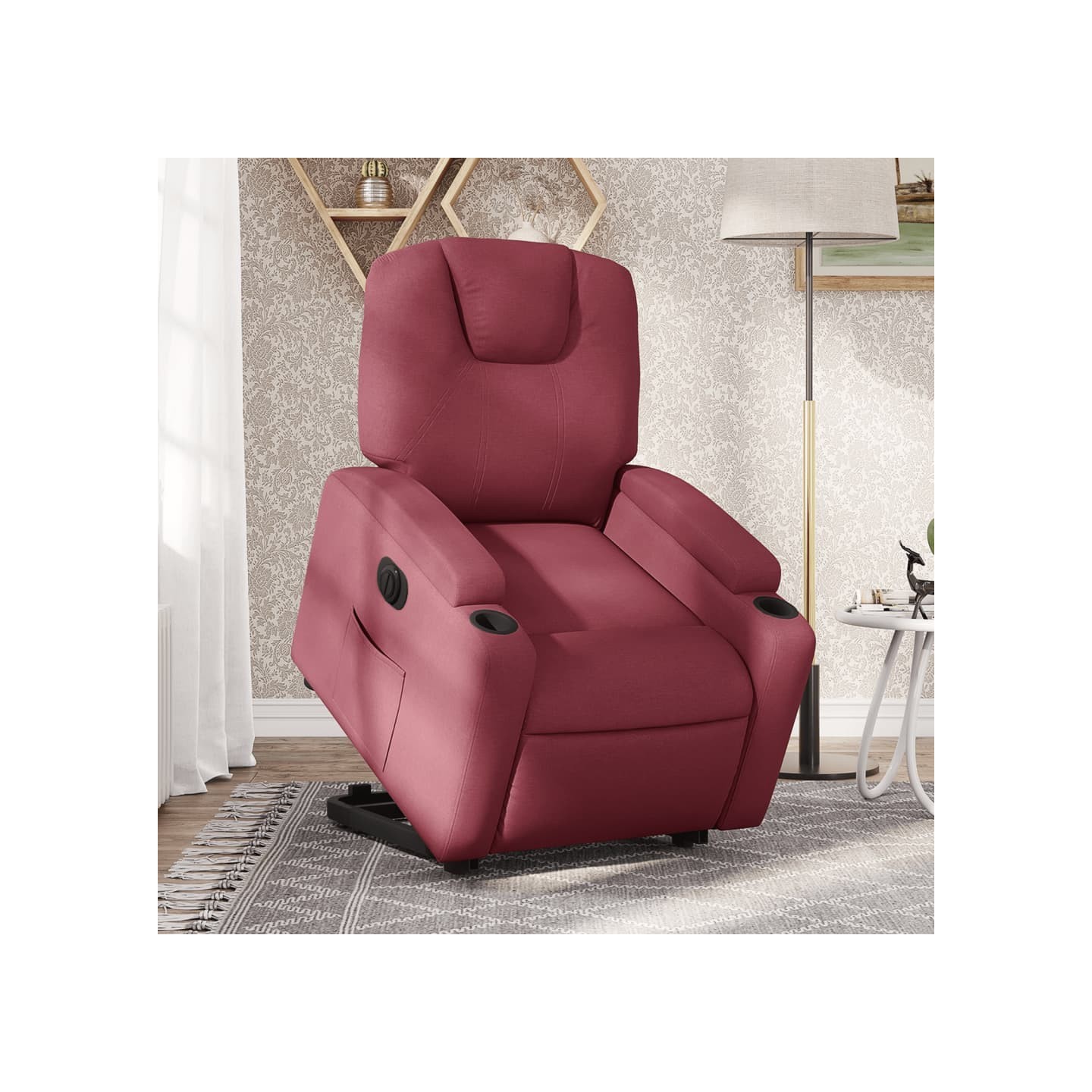 Fauteuil inclinable électrique rouge bordeaux tissu