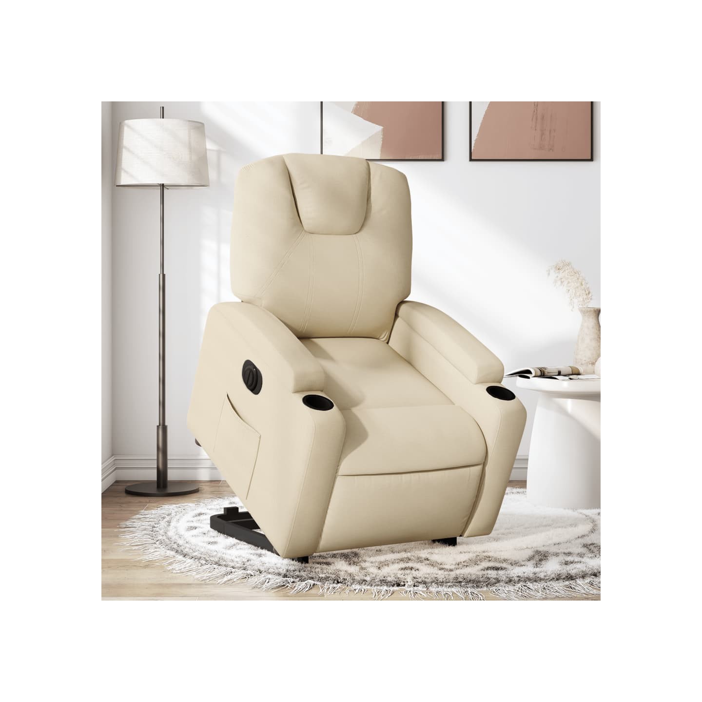 Fauteuil inclinable électrique crème tissu