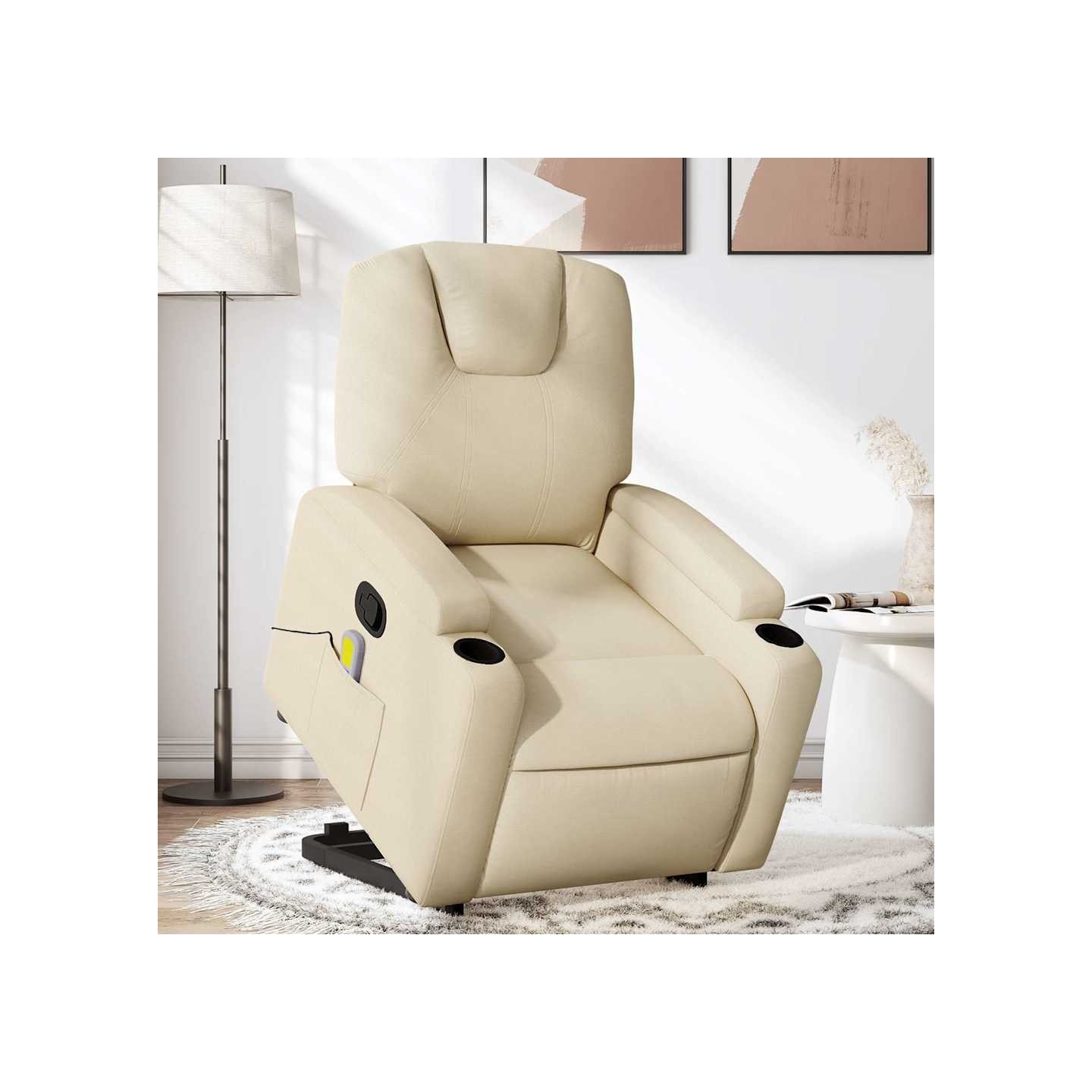 Fauteuil inclinable de massage Crème Tissu