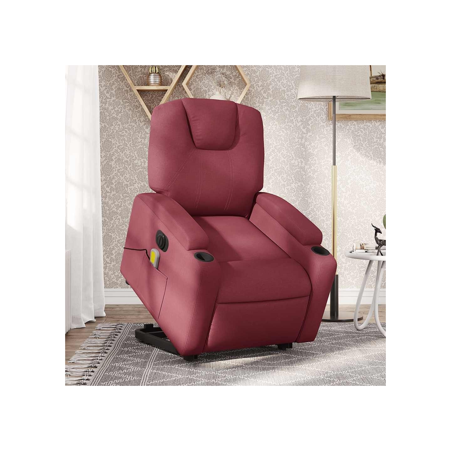 Fauteuil inclinable de massage électrique Rouge bordeaux Tissu
