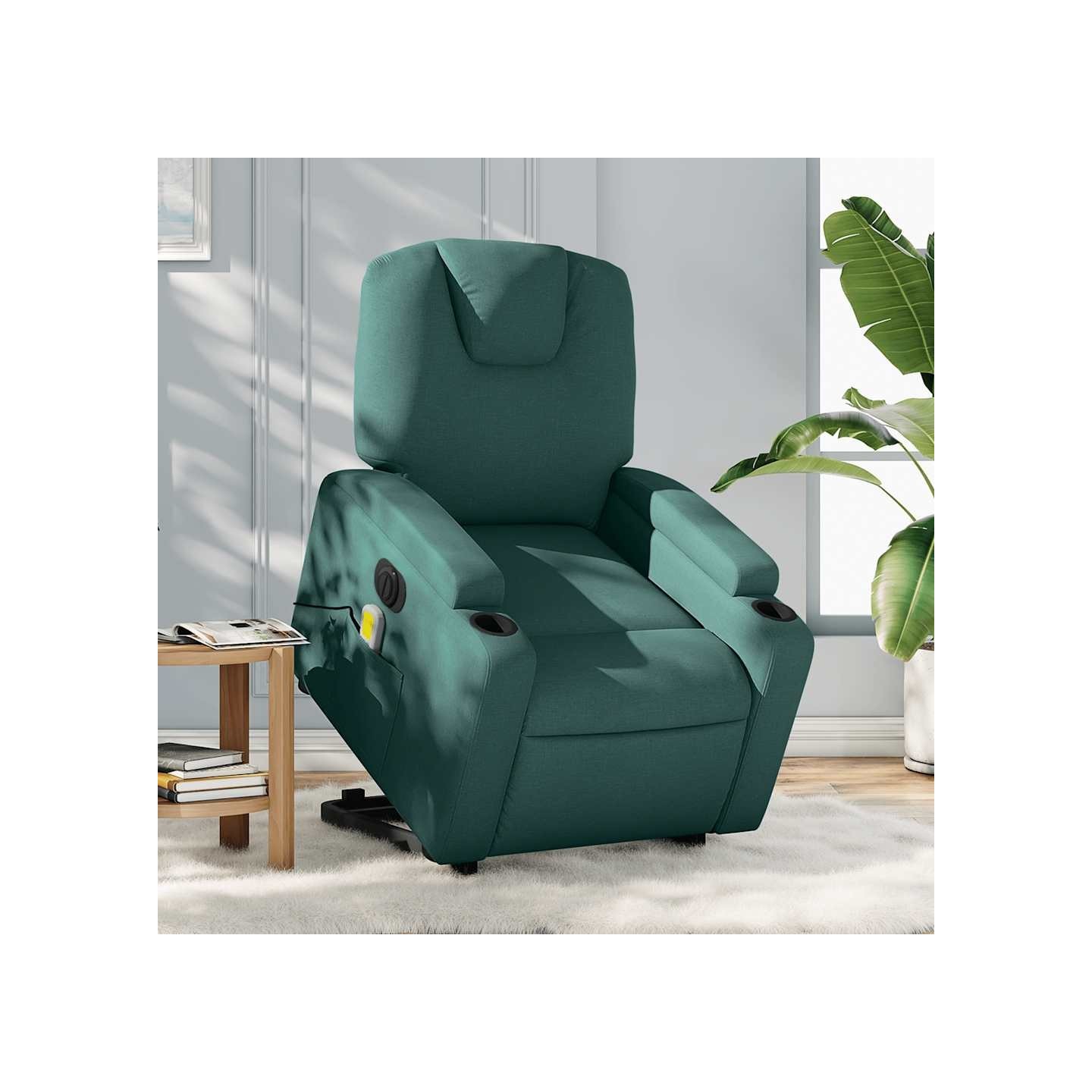 Fauteuil inclinable de massage électrique Vert foncé Tissu