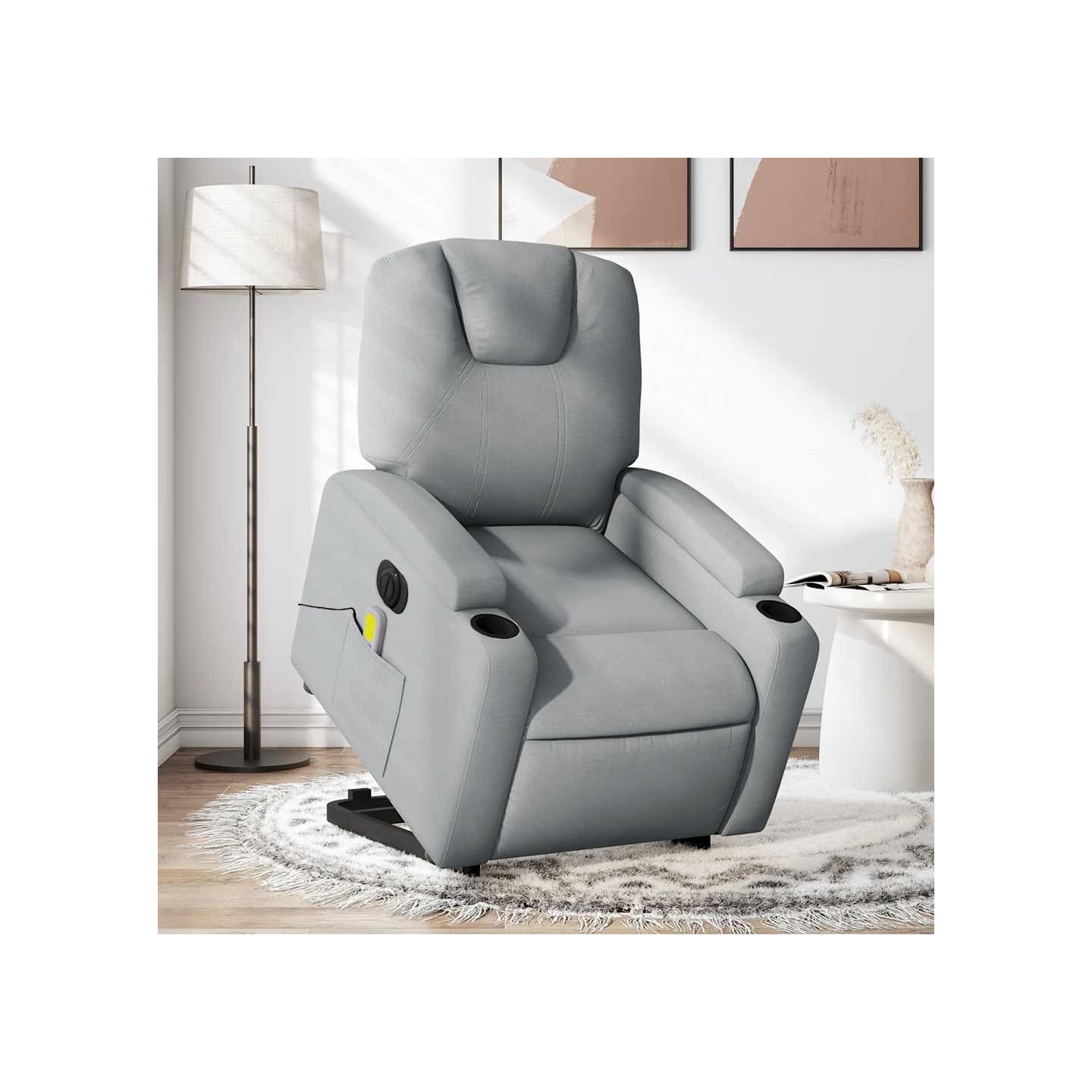 Fauteuil inclinable de massage électrique Gris clair Tissu