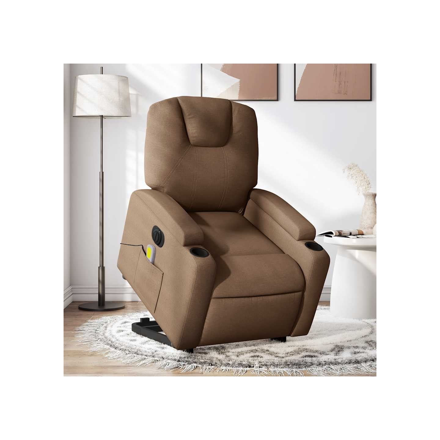 Fauteuil inclinable de massage électrique Marron Tissu