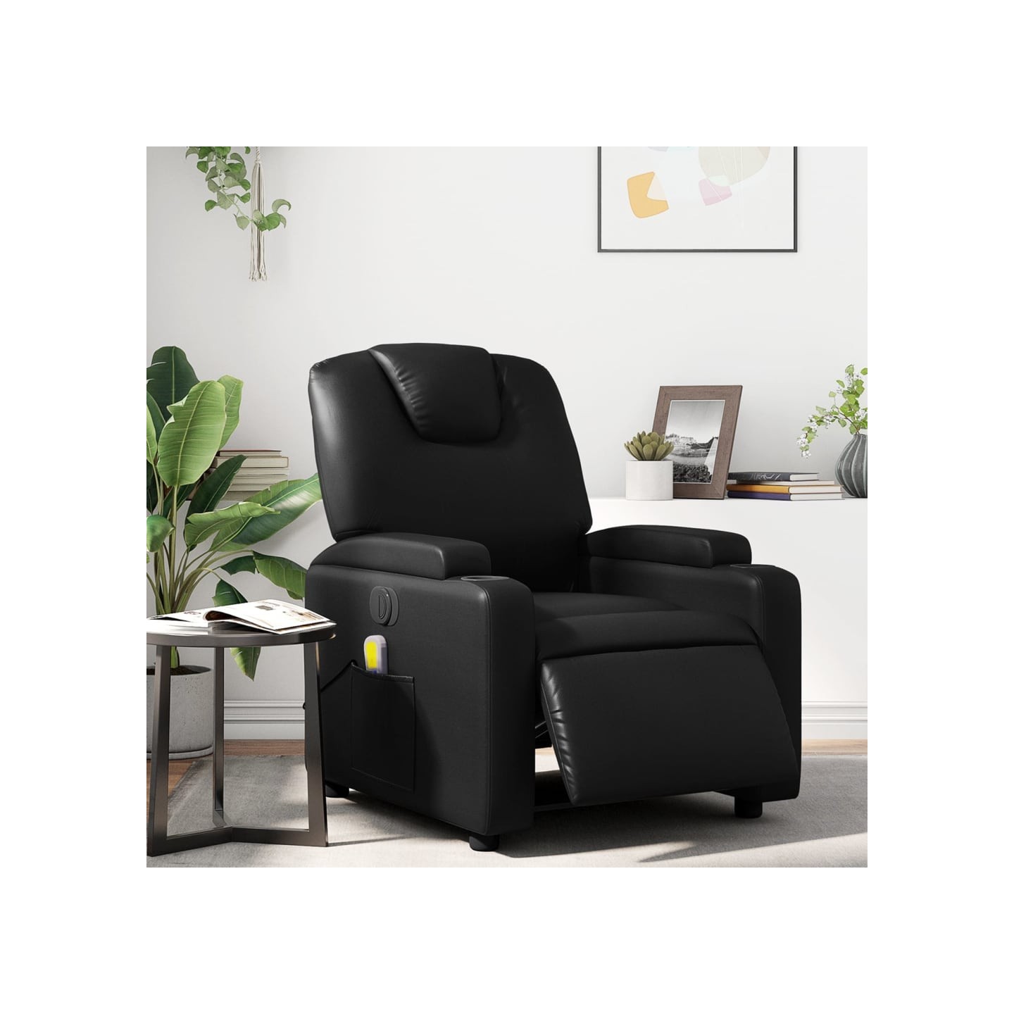 Fauteuil de massage inclinable électrique noir similicuir