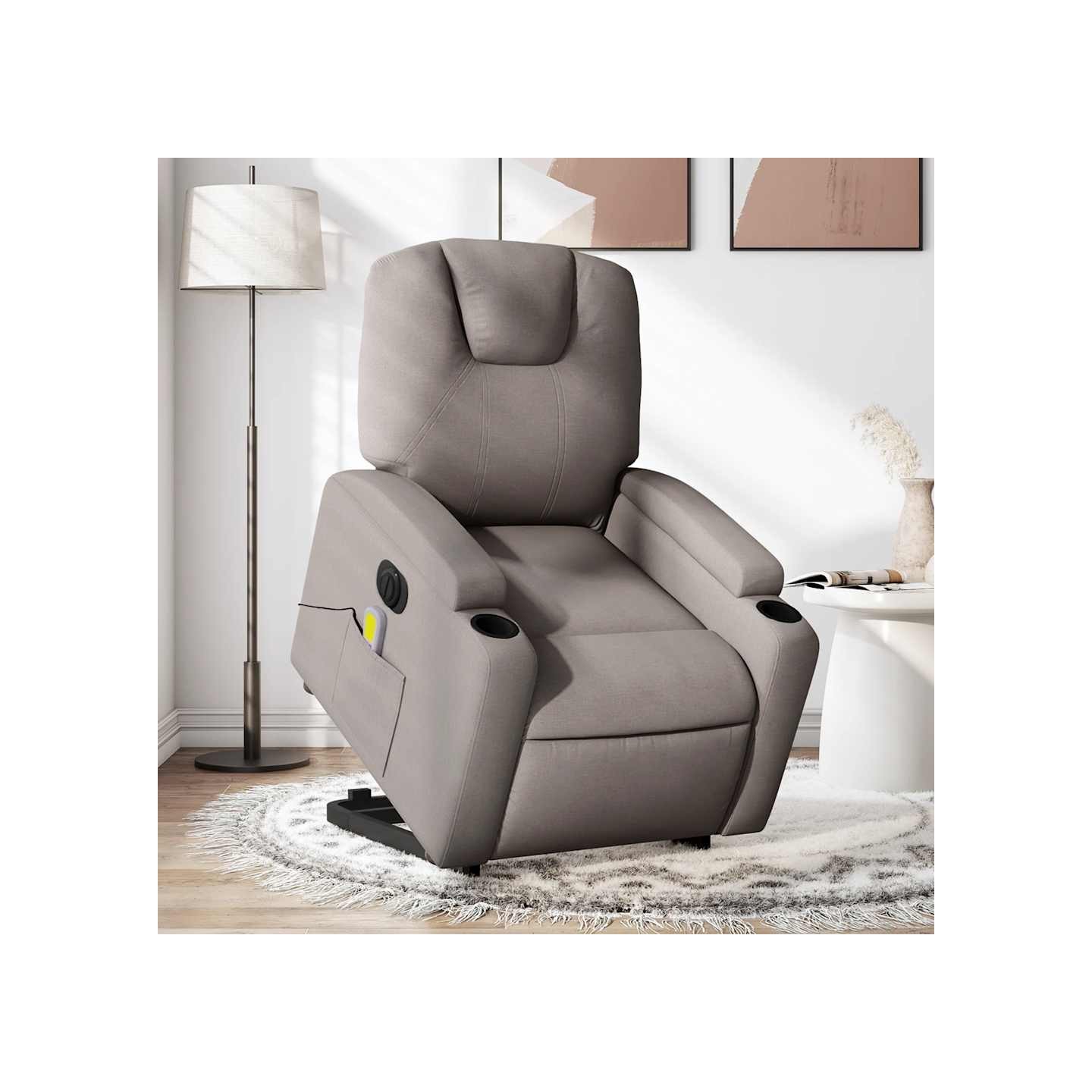 Fauteuil inclinable de massage électrique Taupe Tissu