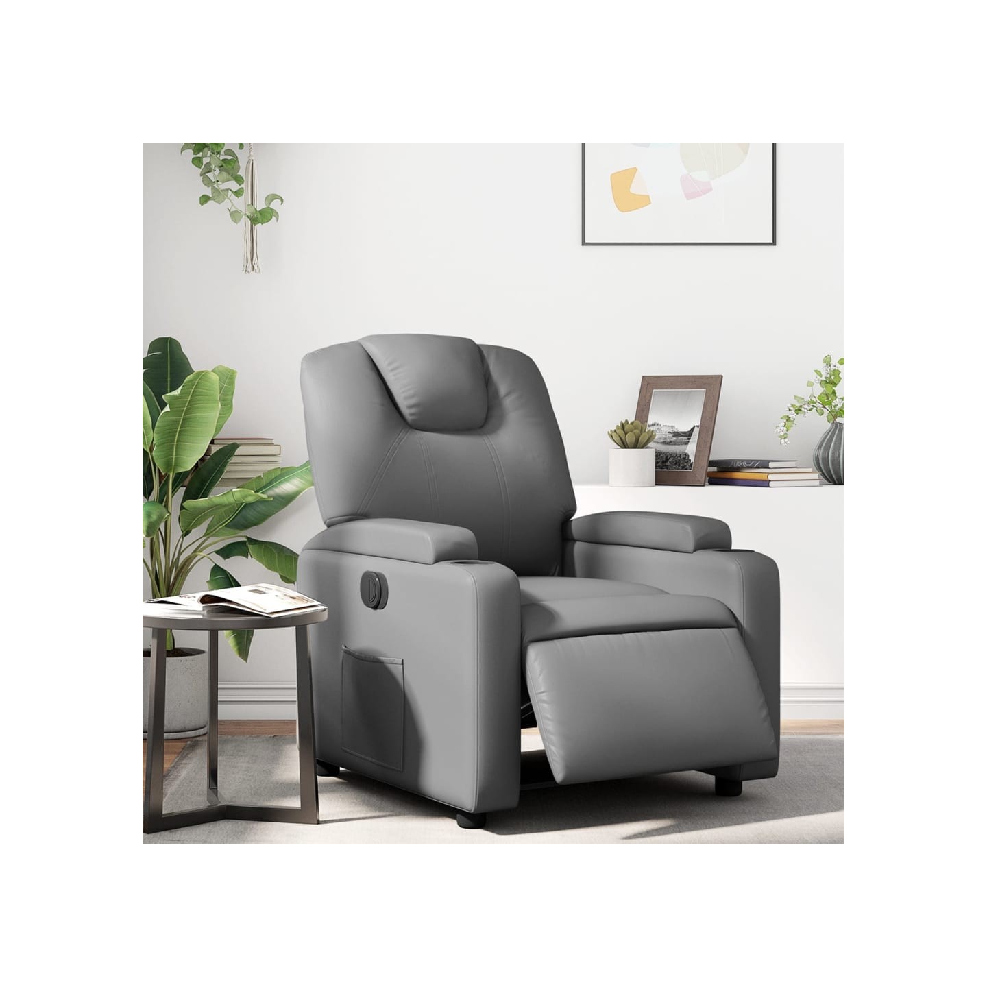 Fauteuil inclinable électrique Gris Similicuir