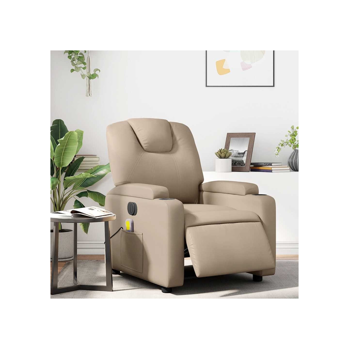 Fauteuil de massage inclinable électrique cappuccino similicuir