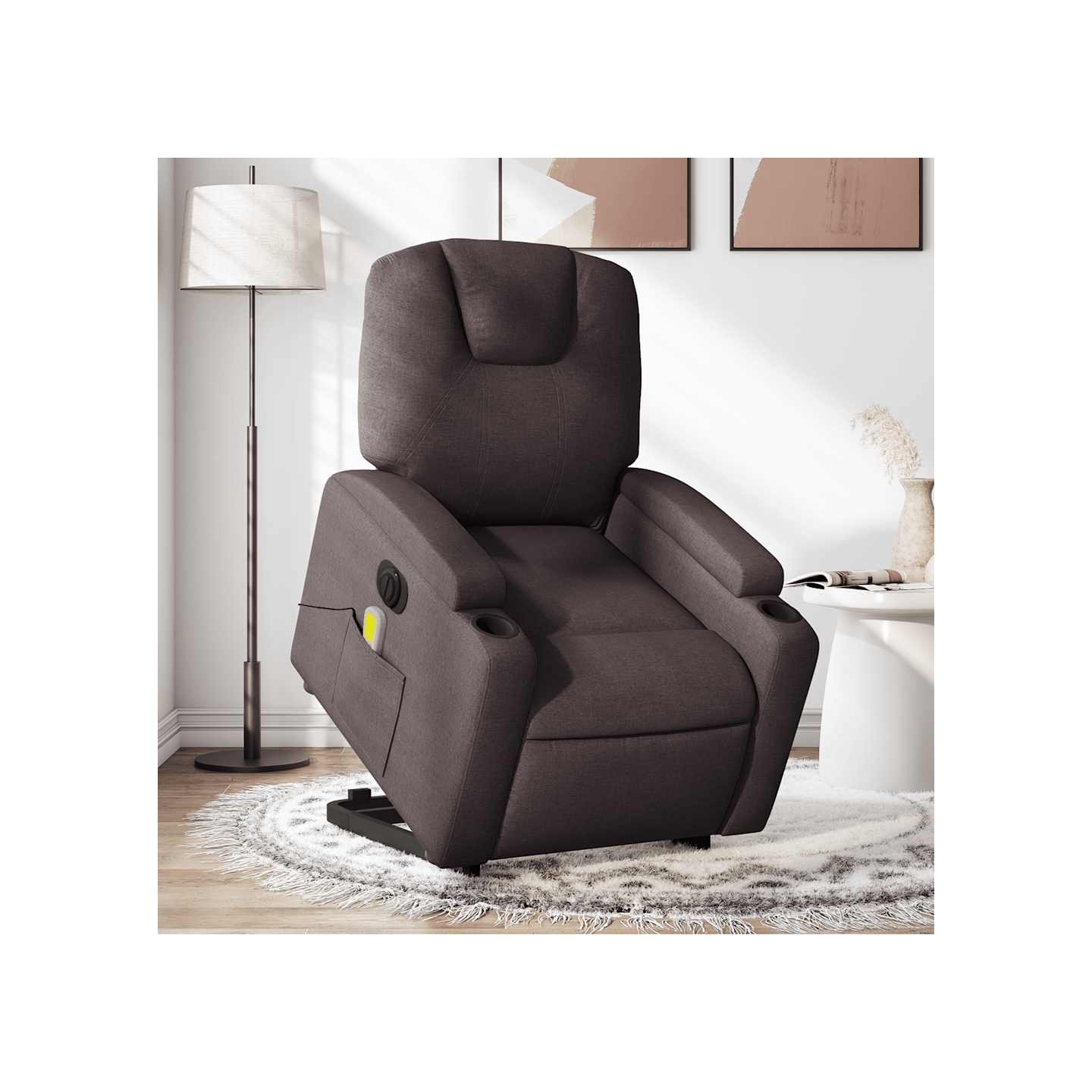 Fauteuil inclinable de massage électrique Marron foncé Tissu