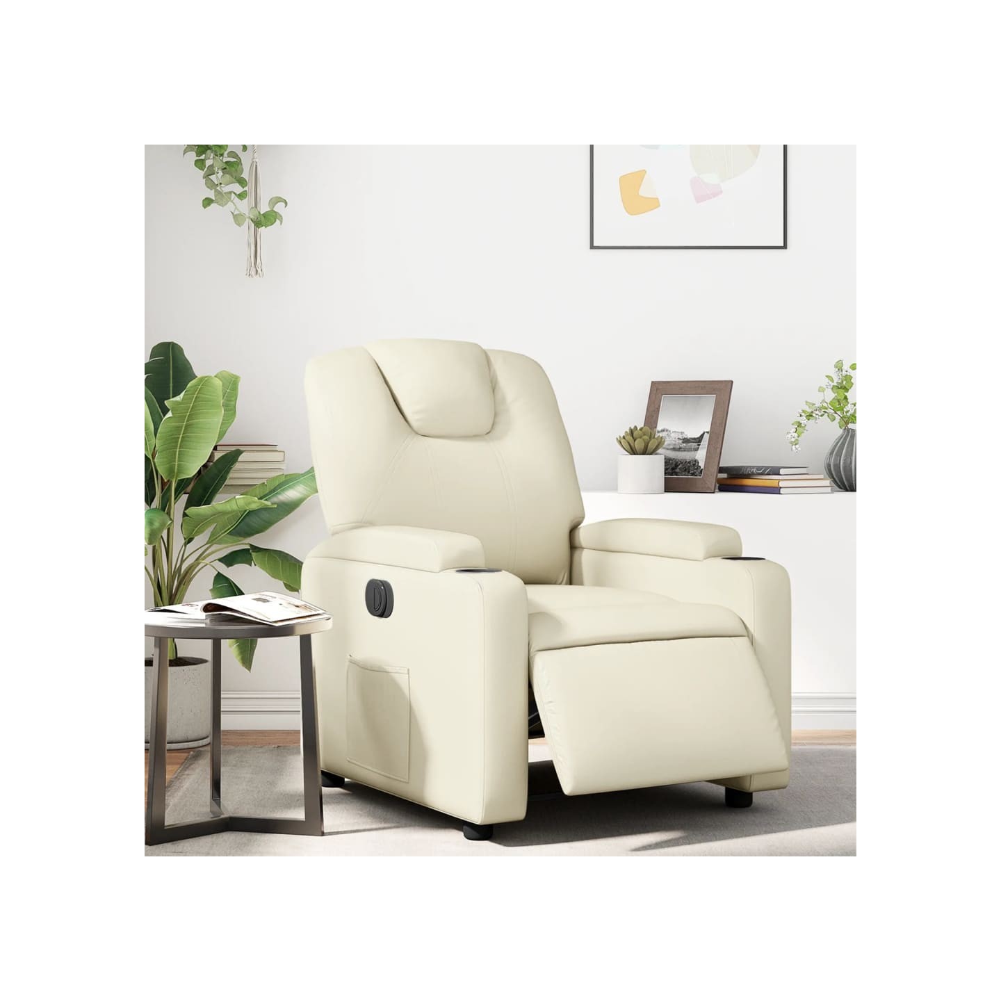 Fauteuil inclinable électrique Crème Similicuir