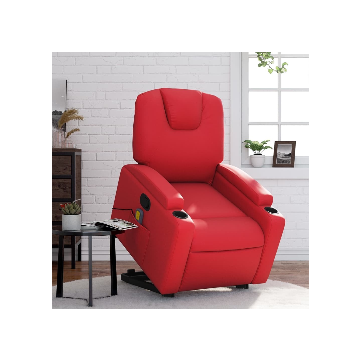 Fauteuil inclinable de massage Rouge Similicuir
