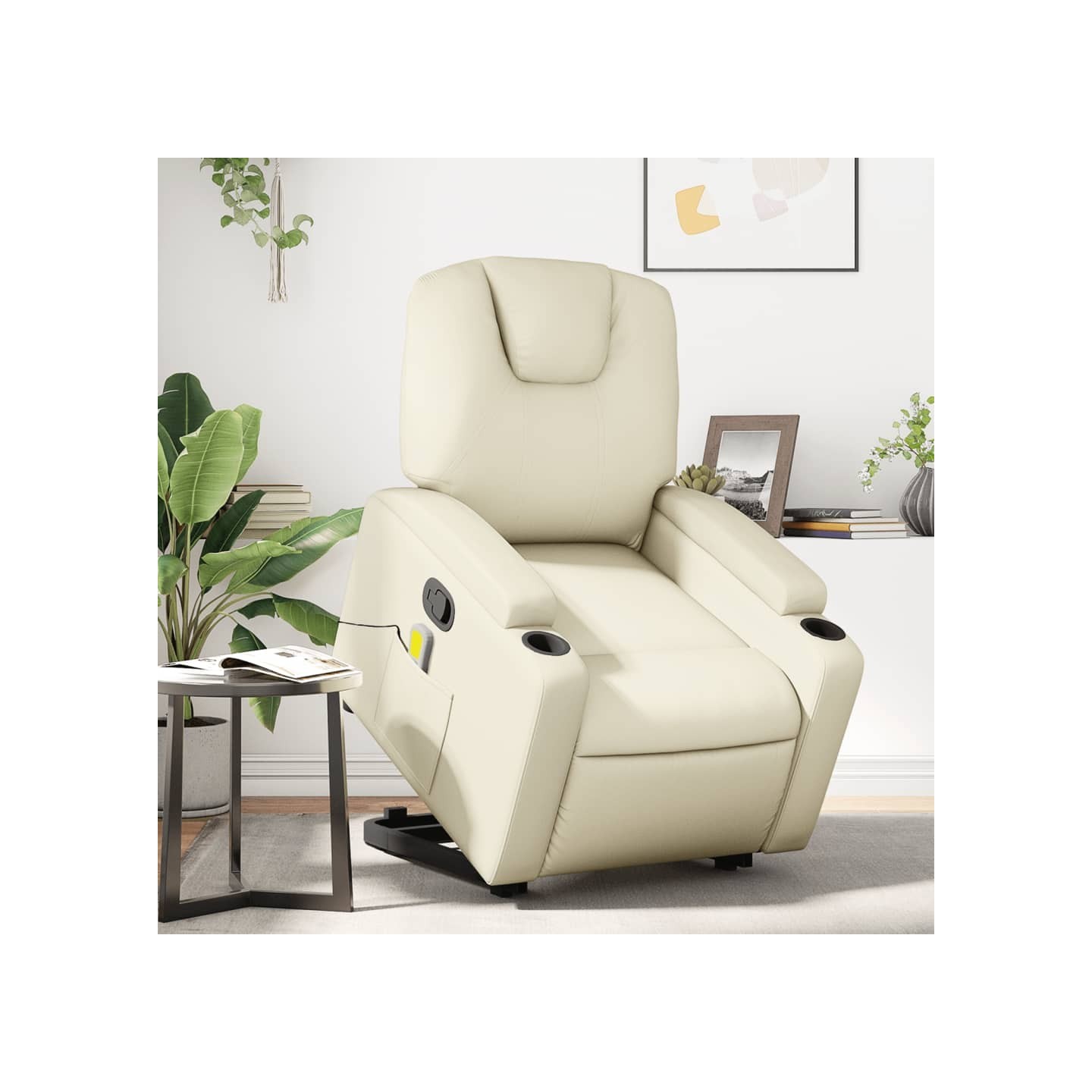 Fauteuil inclinable de massage Crème Similicuir