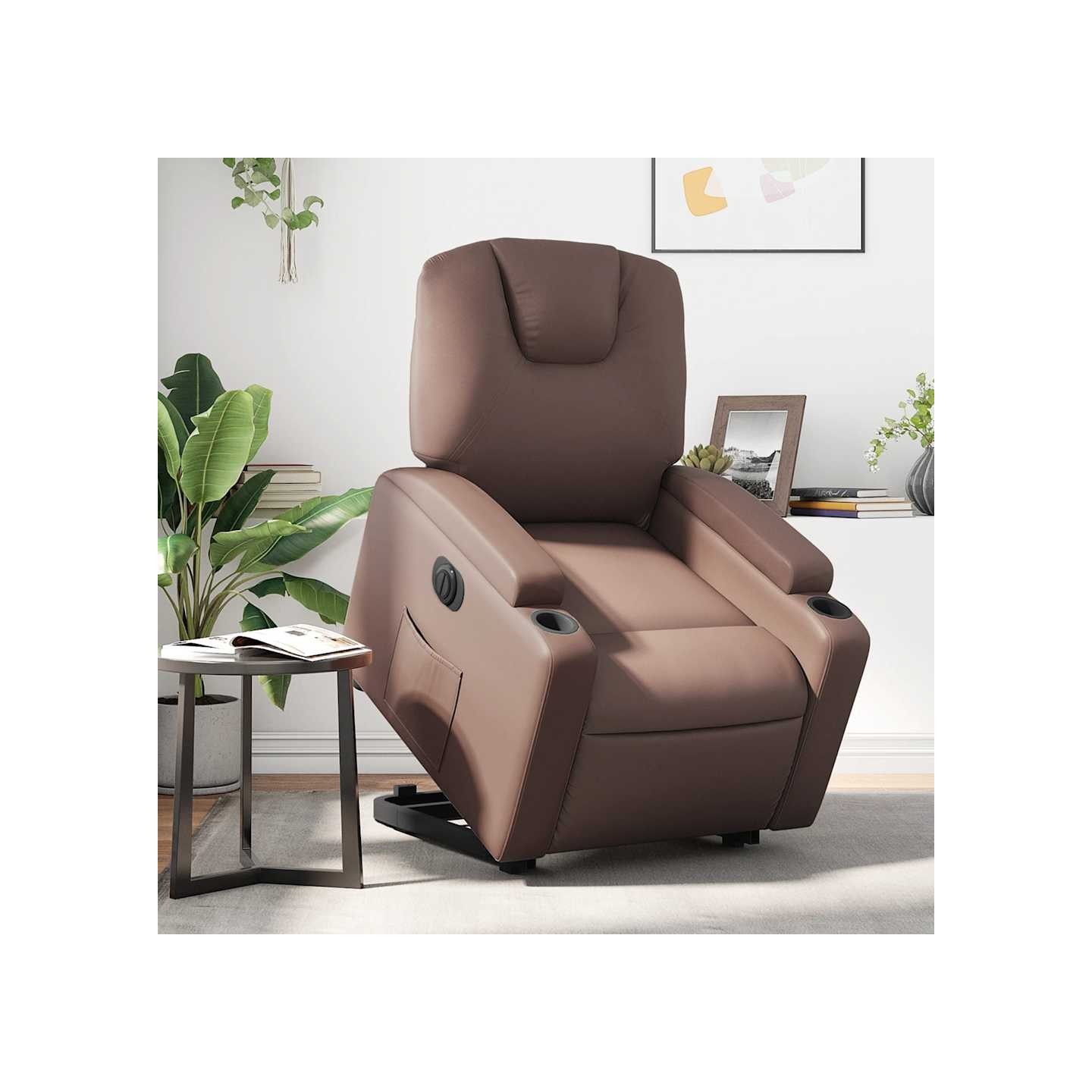 Fauteuil inclinable électrique marron similicuir