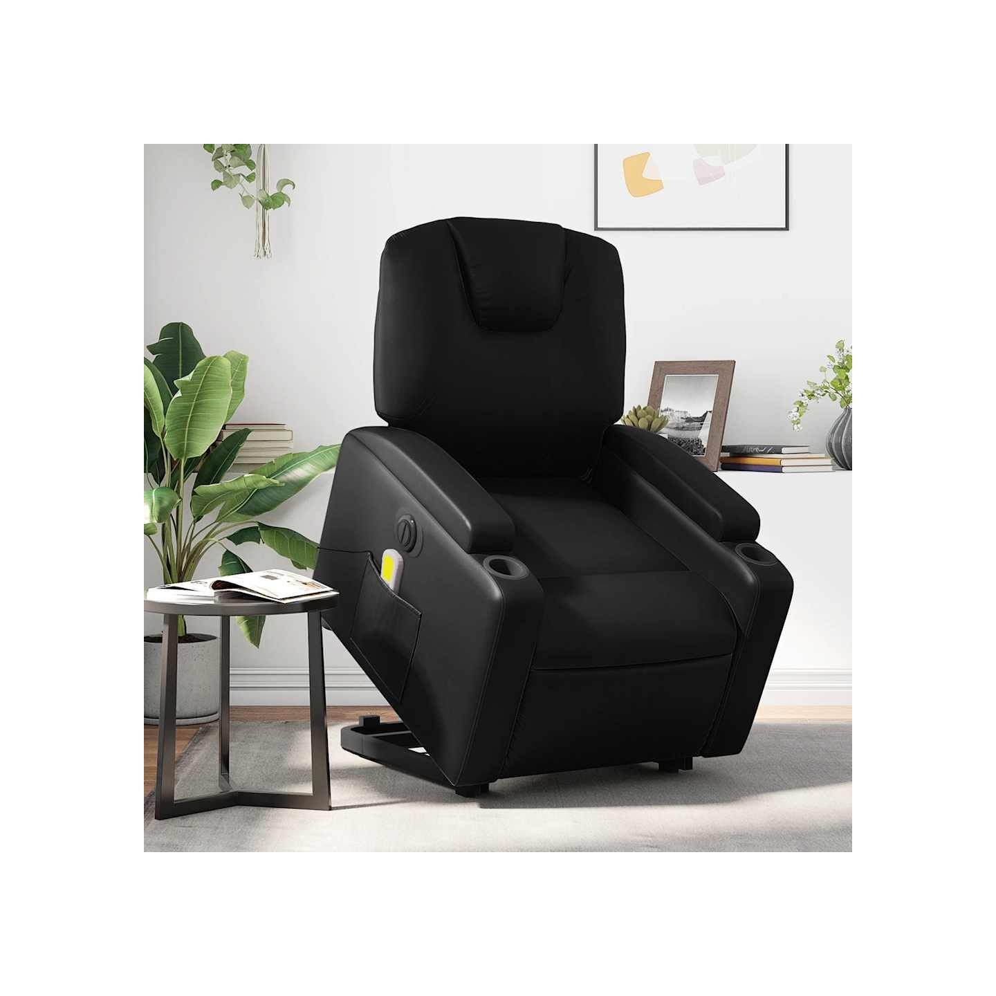 Fauteuil inclinable de massage électrique noir similicuir
