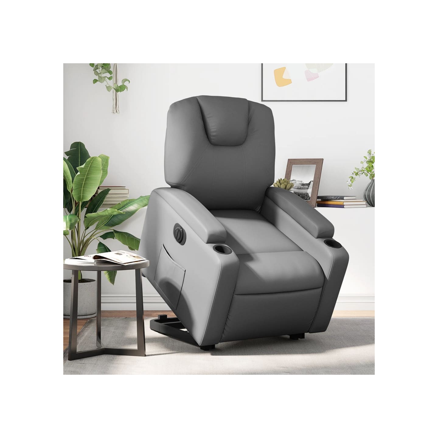 Fauteuil inclinable électrique gris similicuir