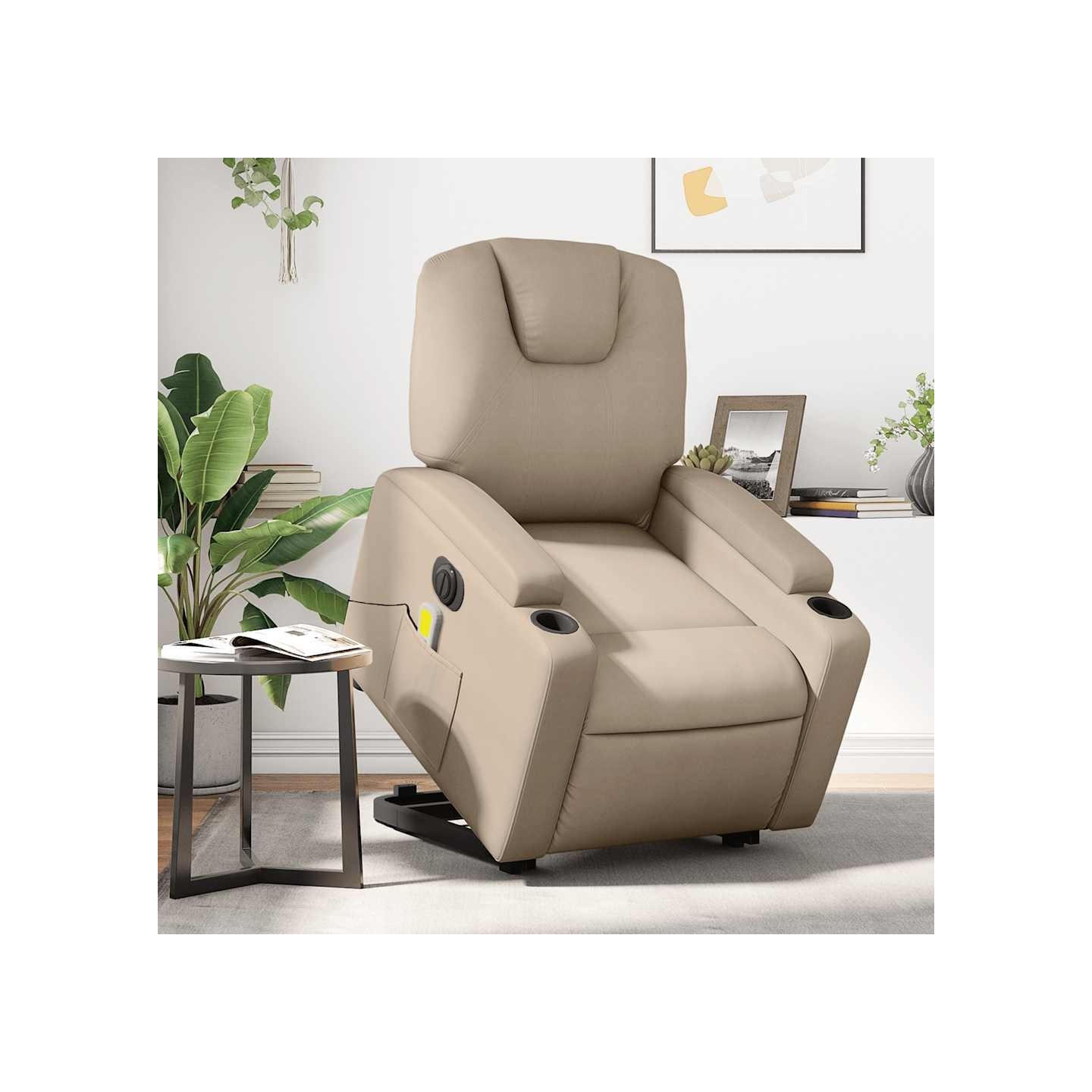 Fauteuil inclinable de massage électrique cappuccino similicuir