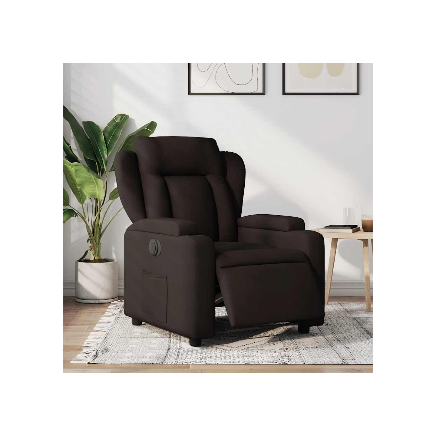 Fauteuil inclinable électrique Marron foncé Tissu