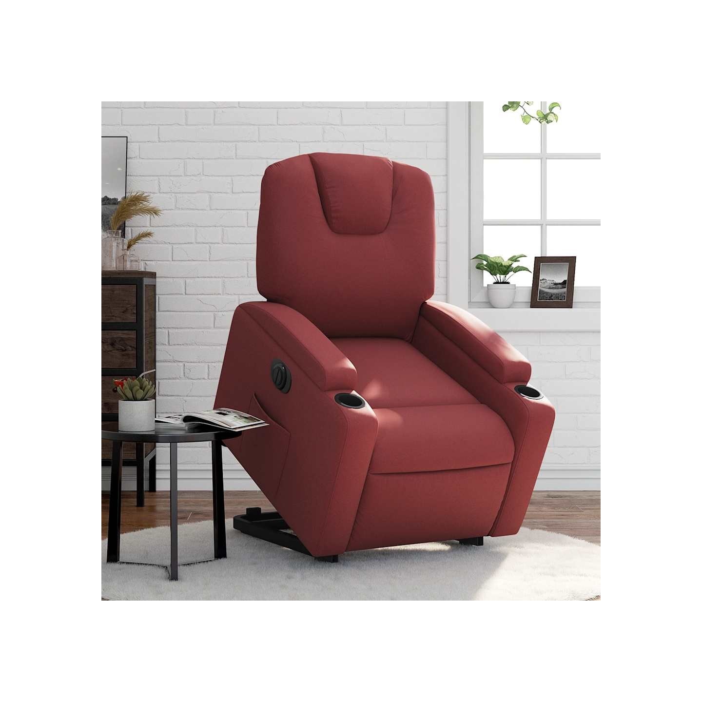 Fauteuil inclinable électrique rouge bordeaux similicuir