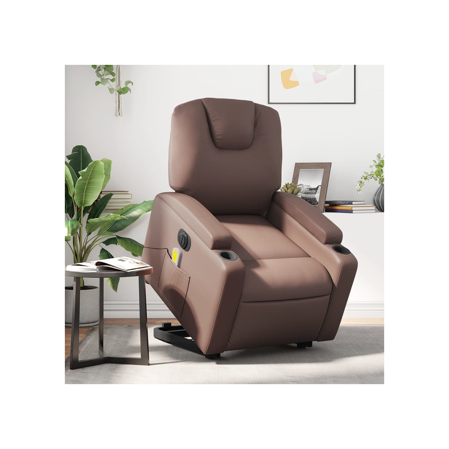 Fauteuil inclinable de massage électrique marron similicuir