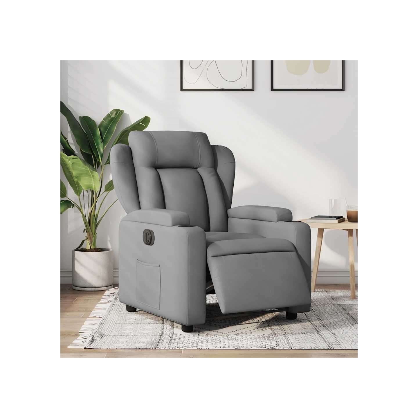 Fauteuil inclinable électrique Gris clair Tissu