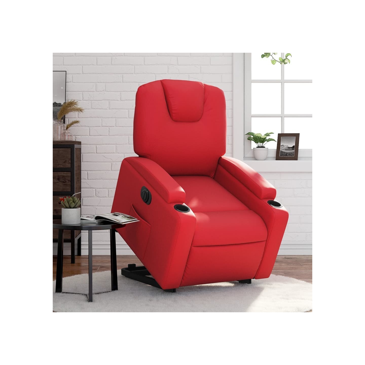 Fauteuil inclinable électrique rouge similicuir