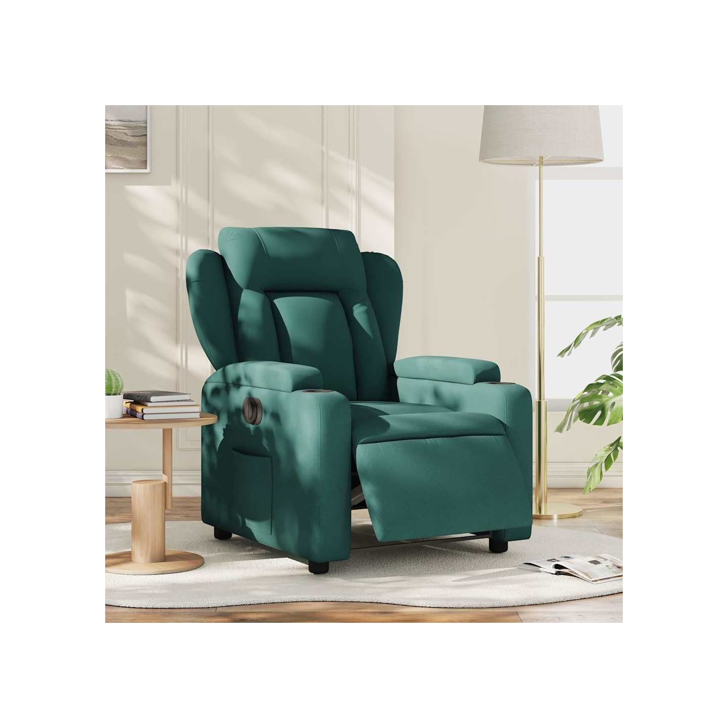 Fauteuil inclinable électrique Vert foncé Tissu