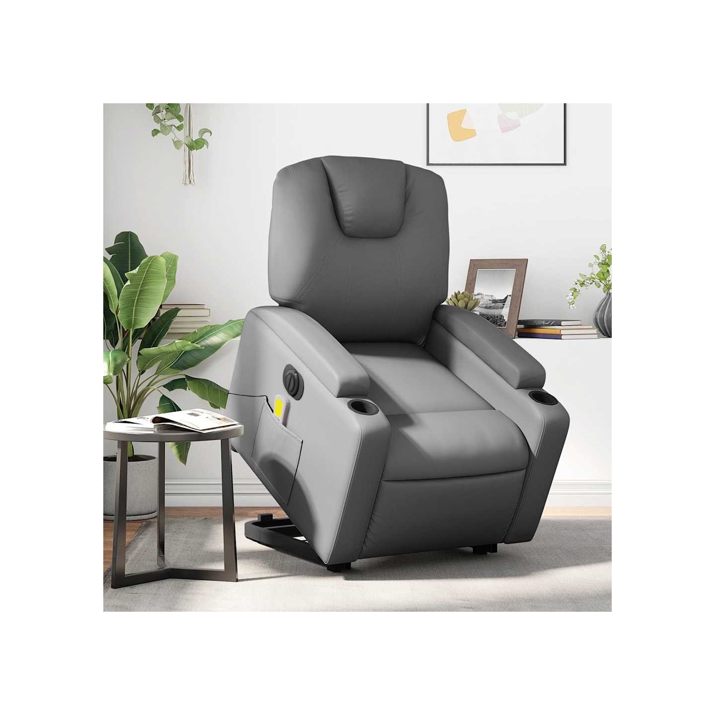 Fauteuil inclinable de massage électrique gris similicuir
