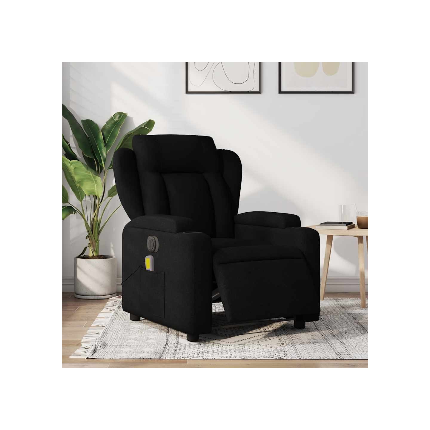 Fauteuil de massage inclinable électrique Noir Tissu