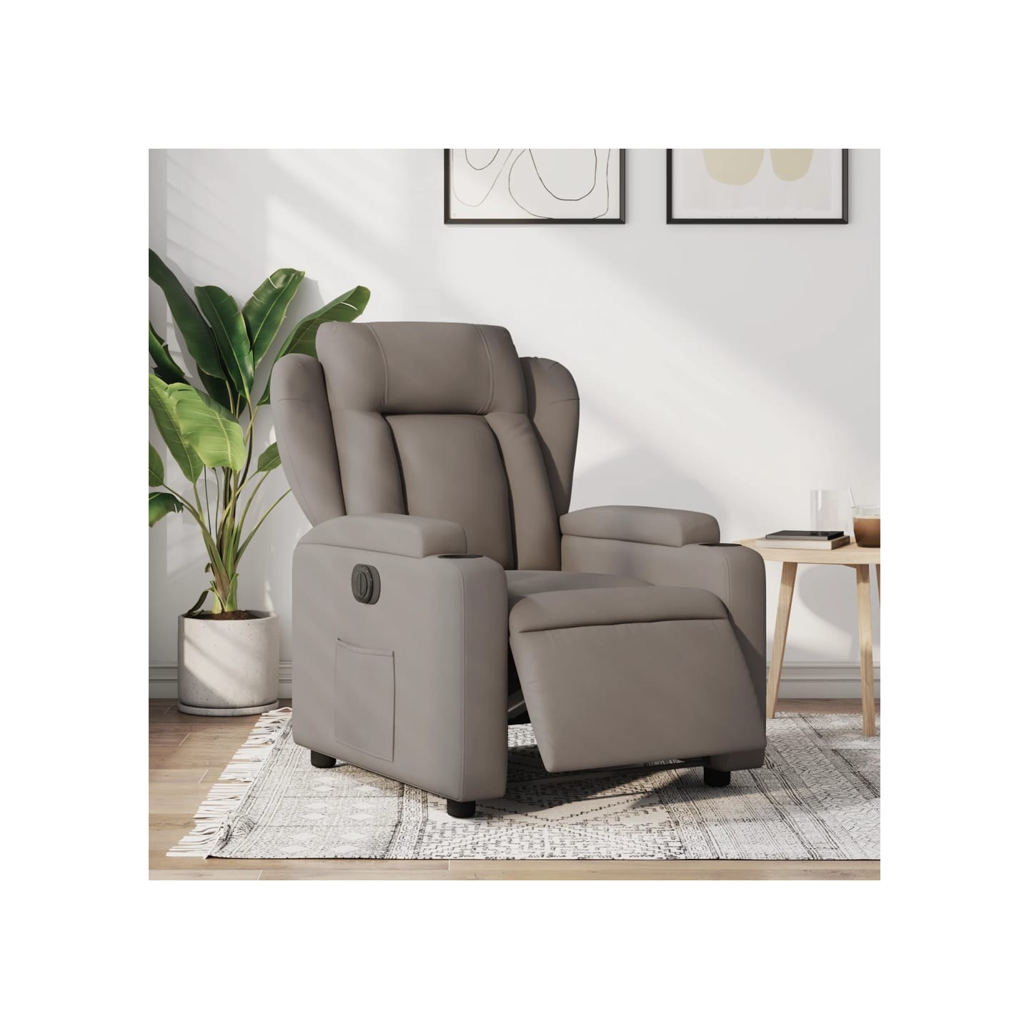 Fauteuil inclinable électrique Taupe Tissu