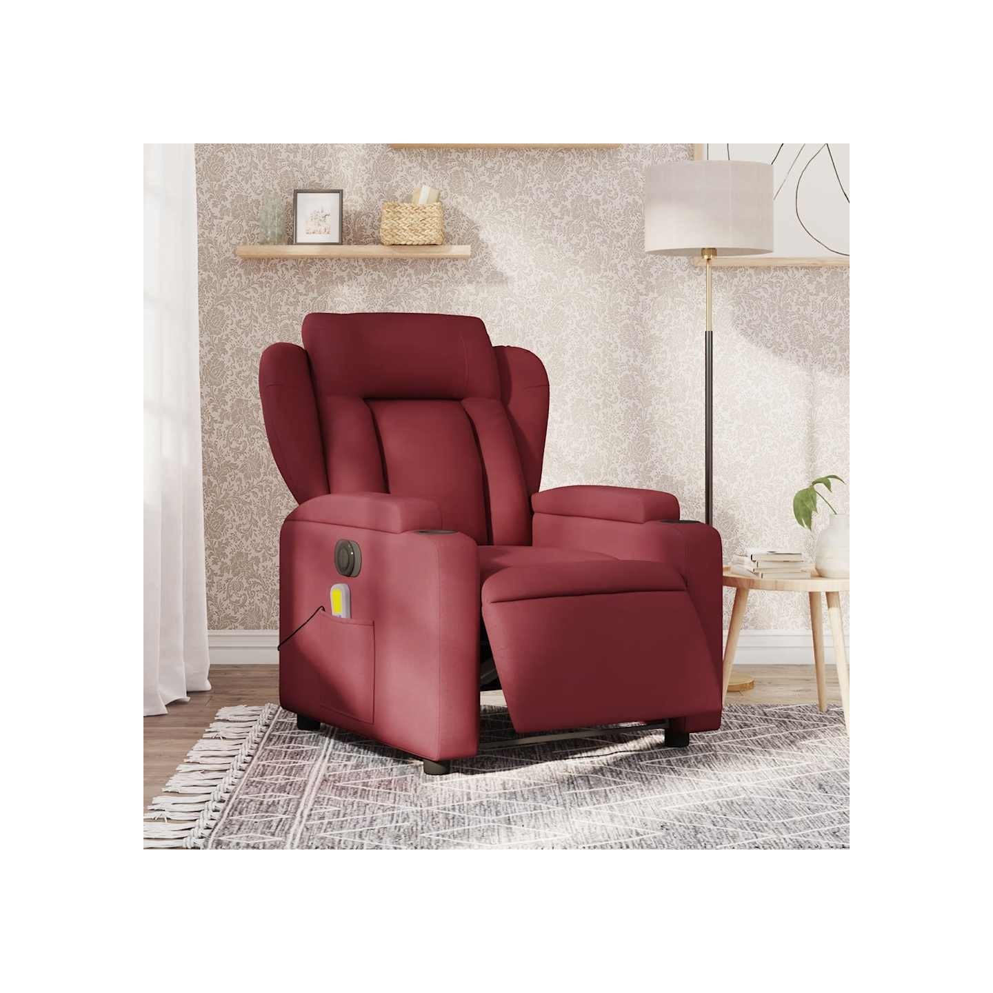 Fauteuil de massage inclinable électrique Rouge bordeaux Tissu