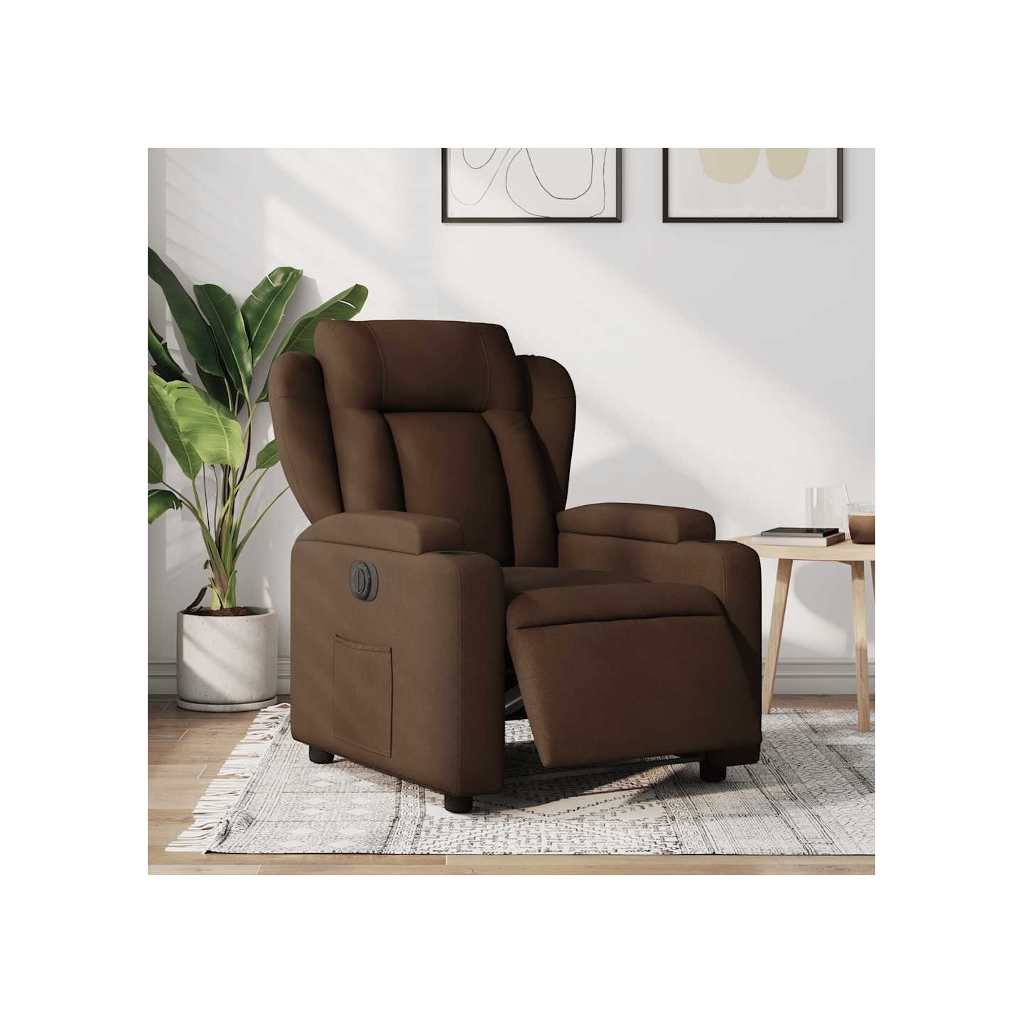 Fauteuil inclinable électrique Marron Tissu