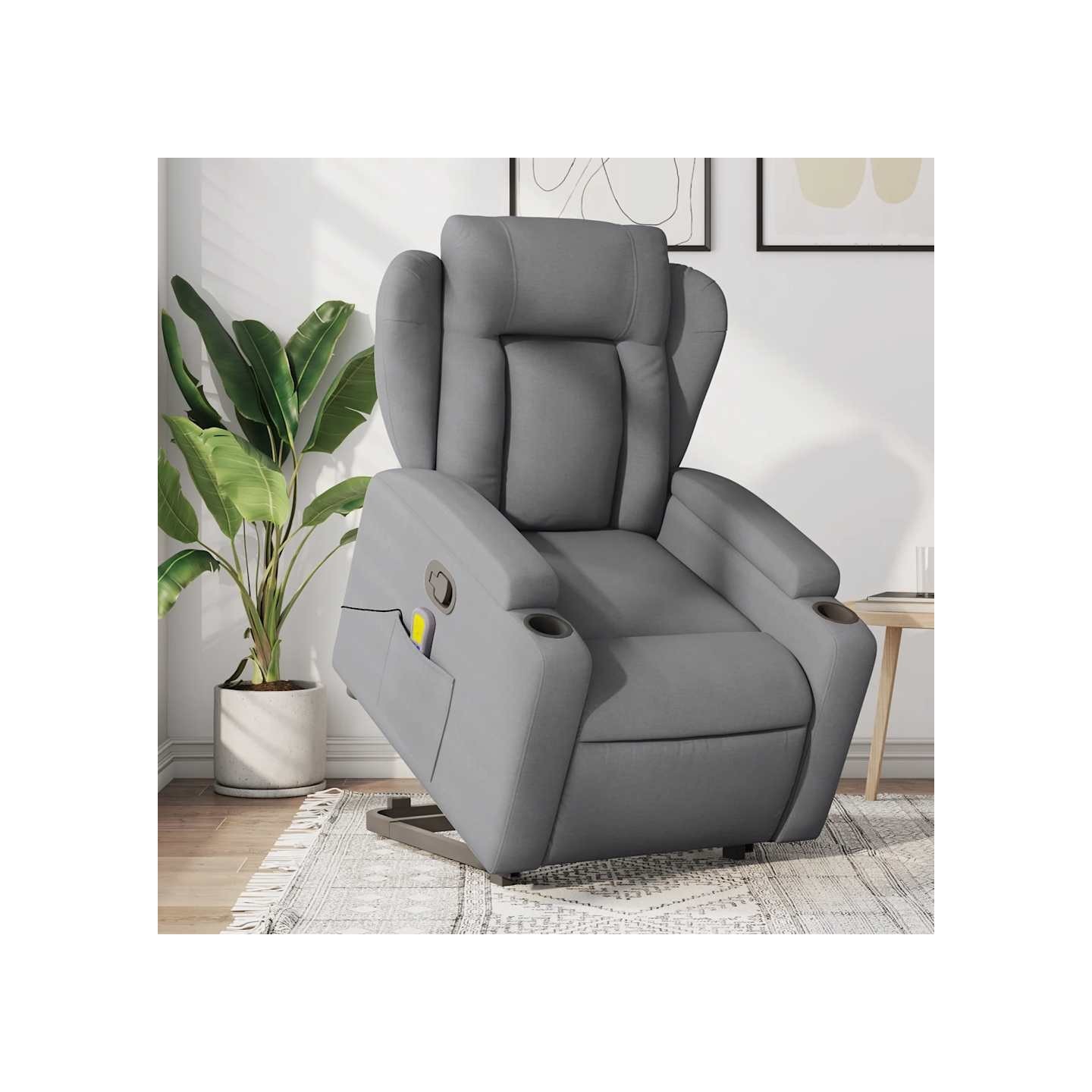 Fauteuil de massage inclinable Gris clair Tissu