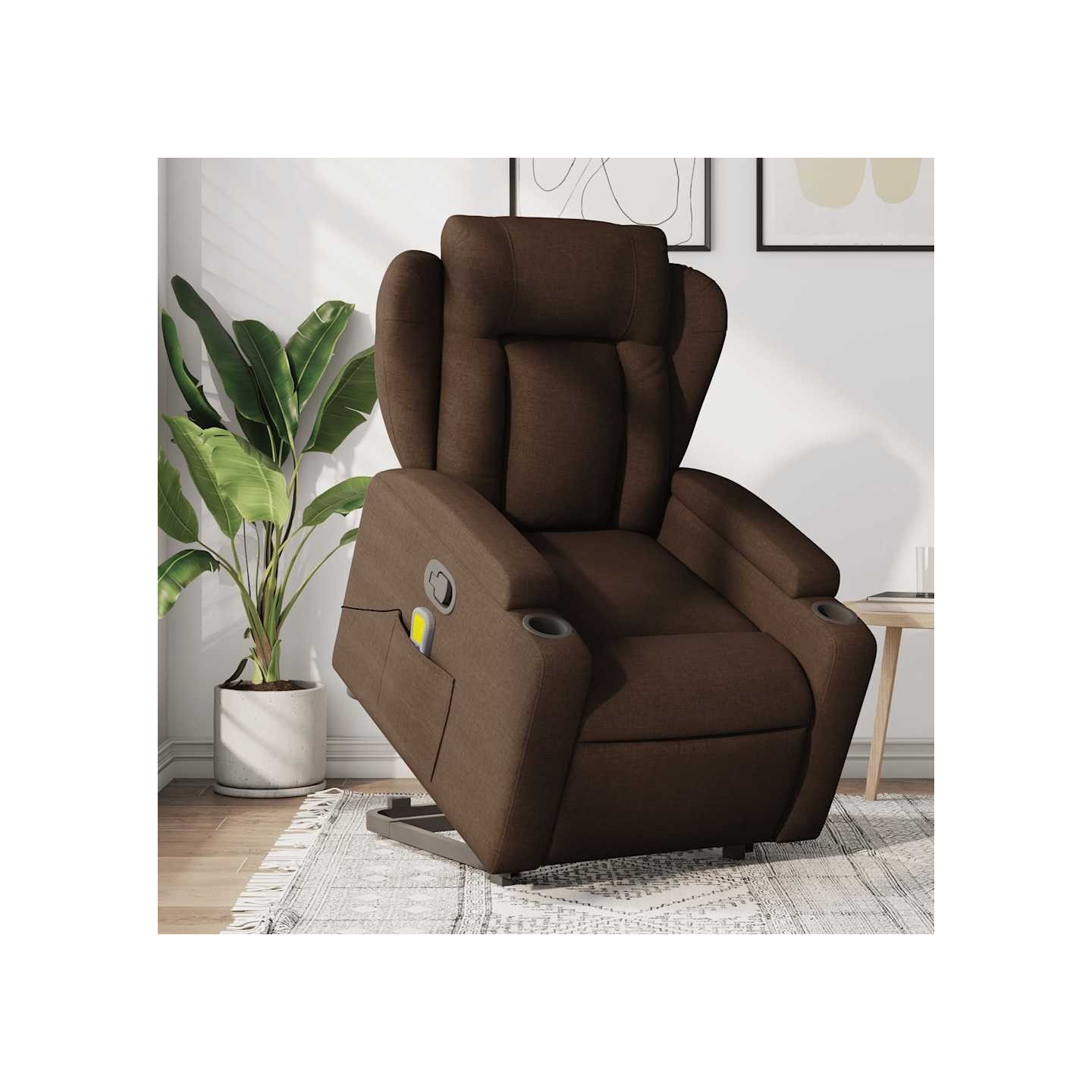 Fauteuil de massage inclinable Marron Tissu