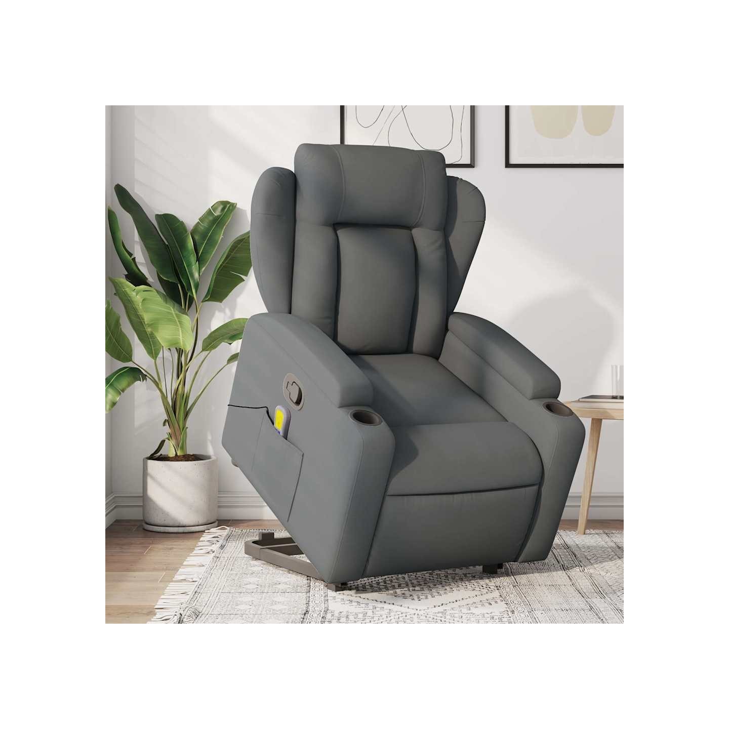 Fauteuil de massage inclinable Gris foncé Tissu