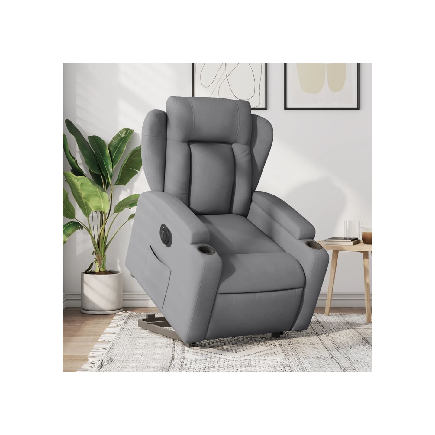 Fauteuil inclinable électrique gris clair tissu