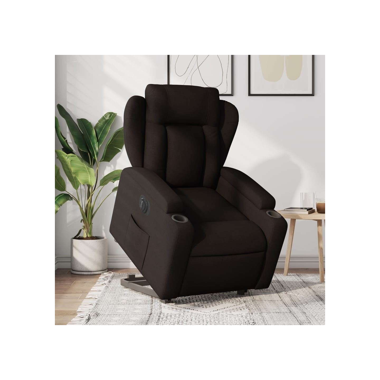 Fauteuil inclinable électrique marron foncé tissu