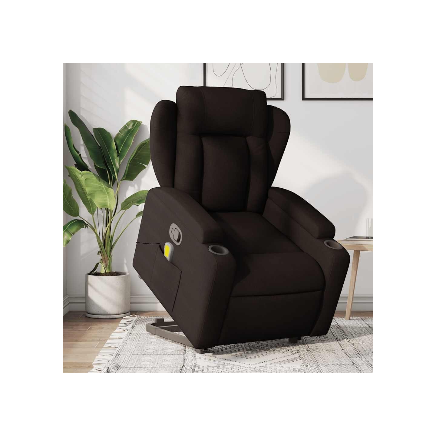 Fauteuil inclinable de massage Marron foncé Tissu