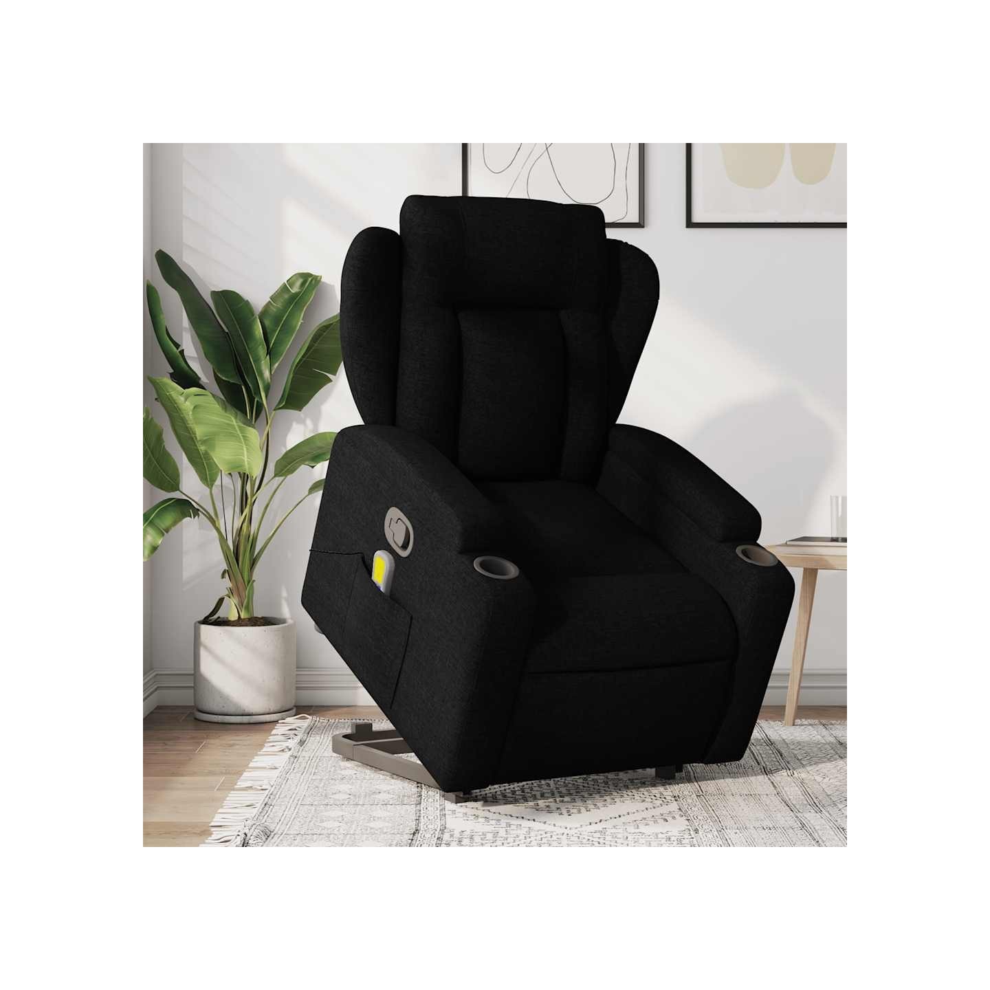 Fauteuil de massage inclinable Noir Tissu