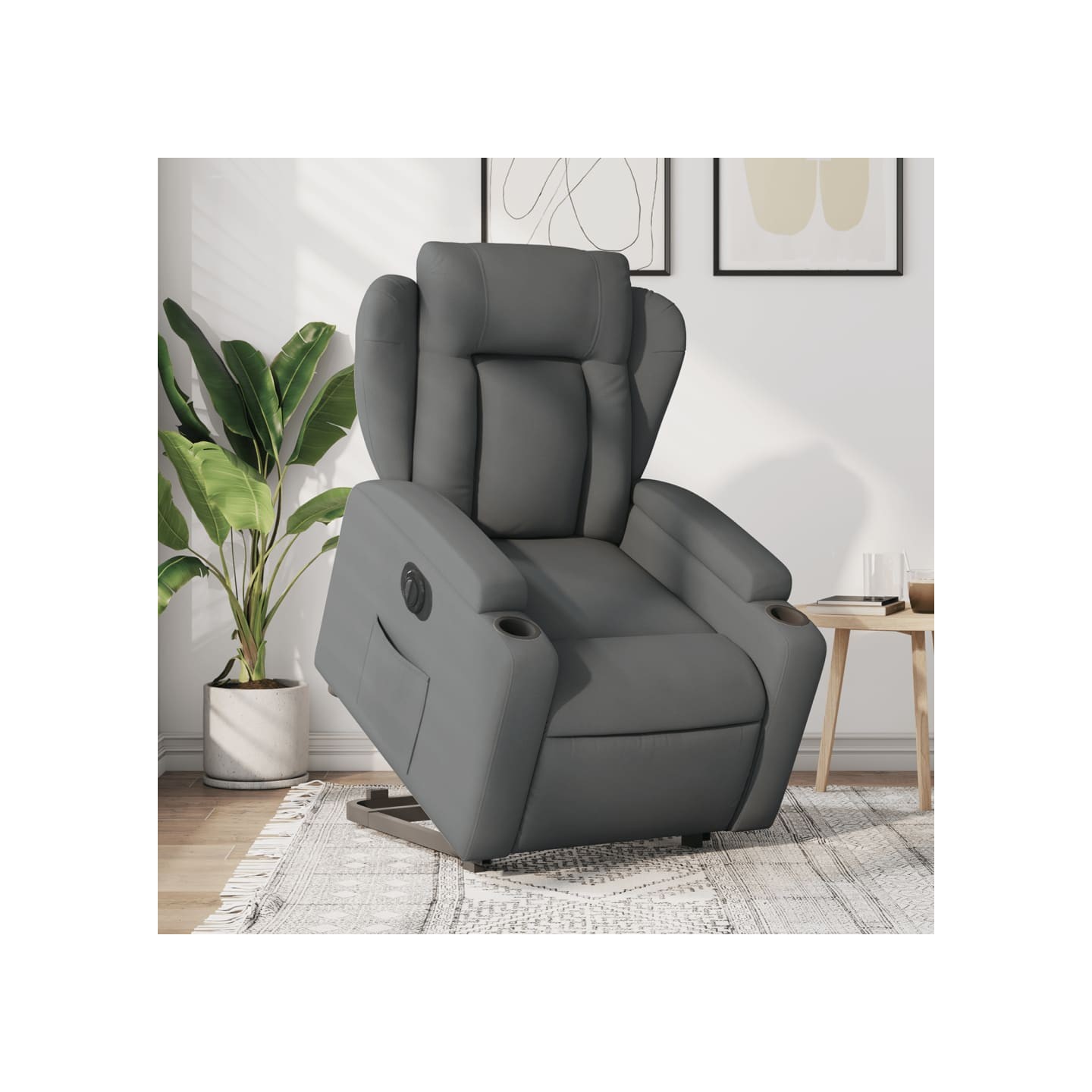 Fauteuil inclinable électrique gris foncé tissu